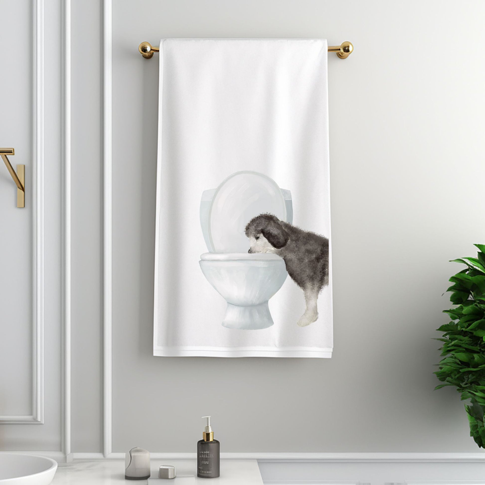 Old English Sheepdog Bathroom Towel - MerikaArt