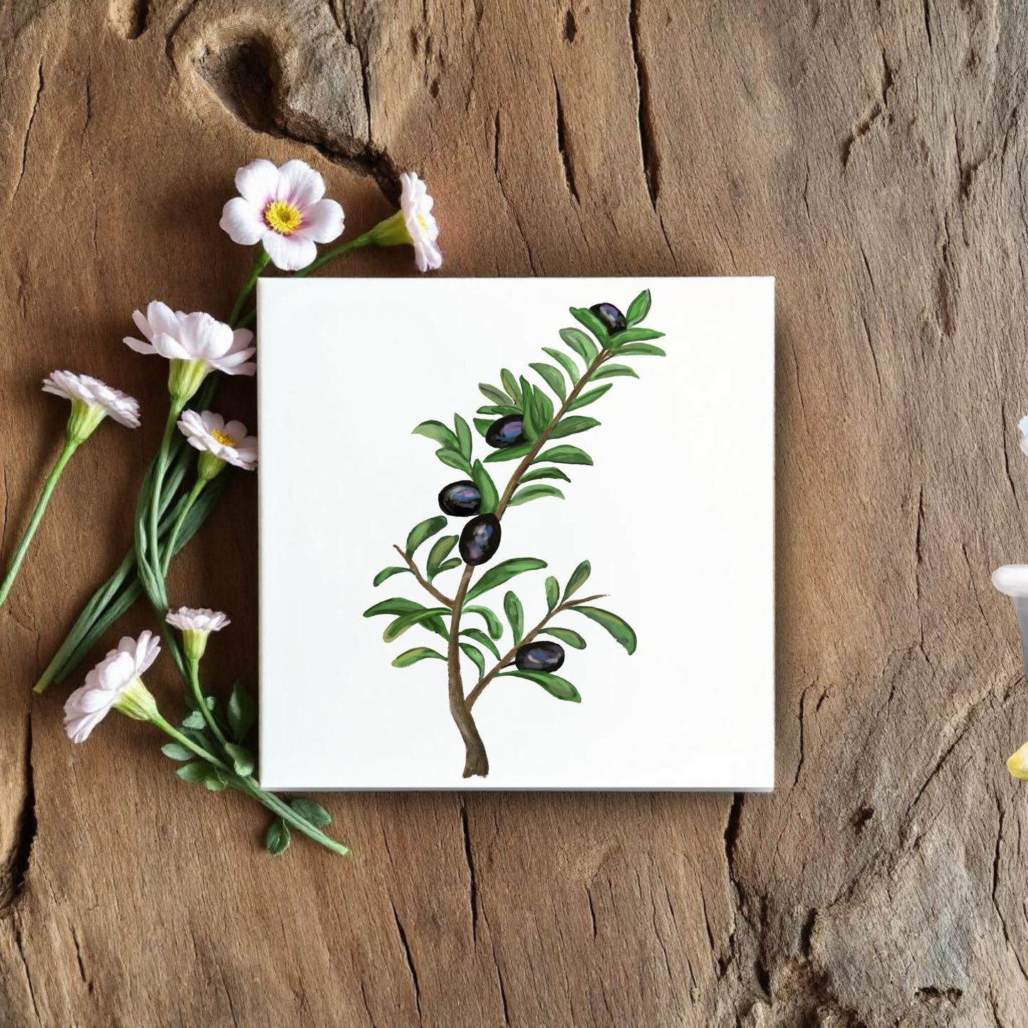 Olive Branch Ceramic Tile - MerikaArt