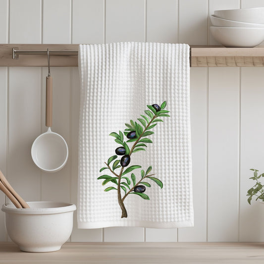 Olive Branch Kitchen Towel - MerikaArt