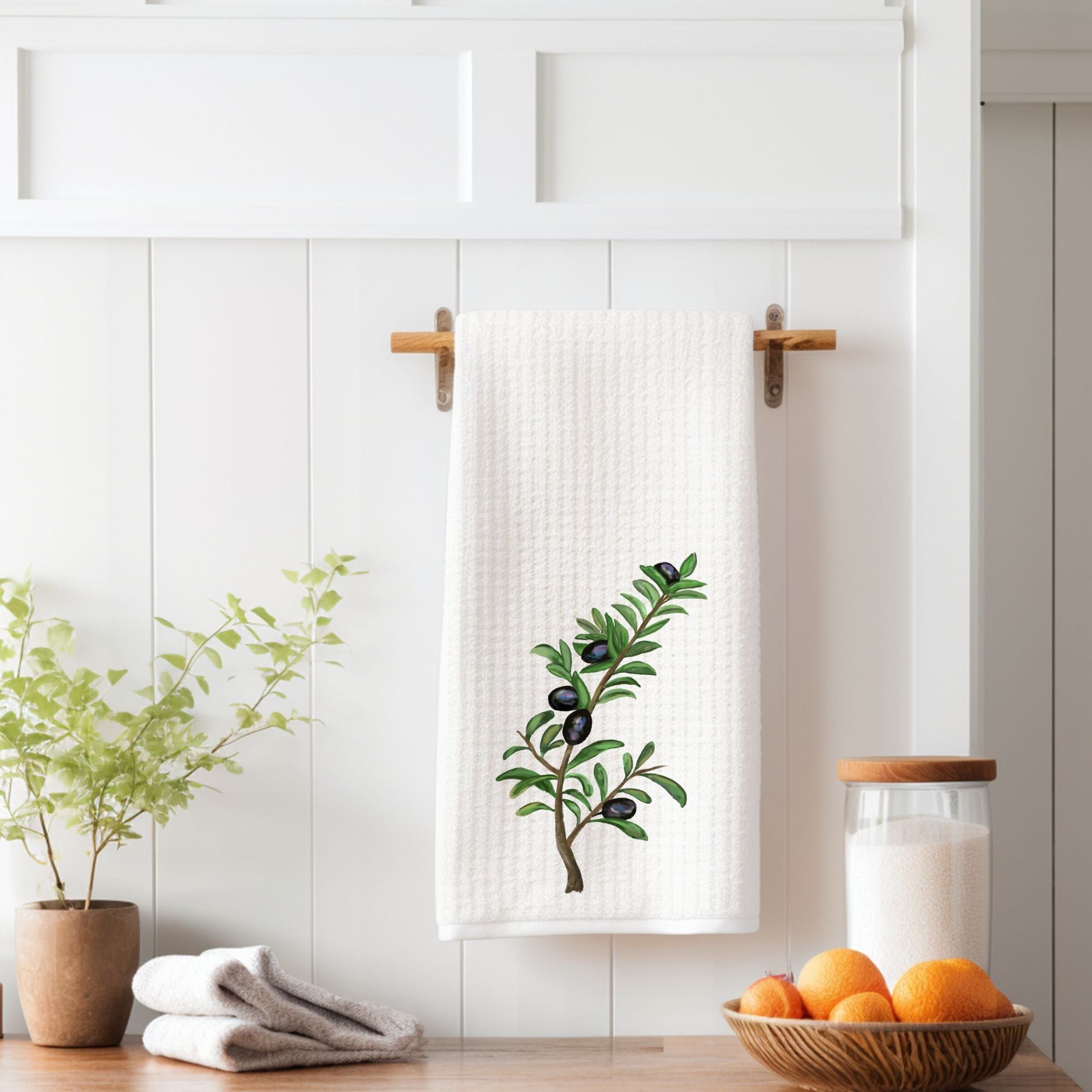 Olive Branch Kitchen Towel - MerikaArt