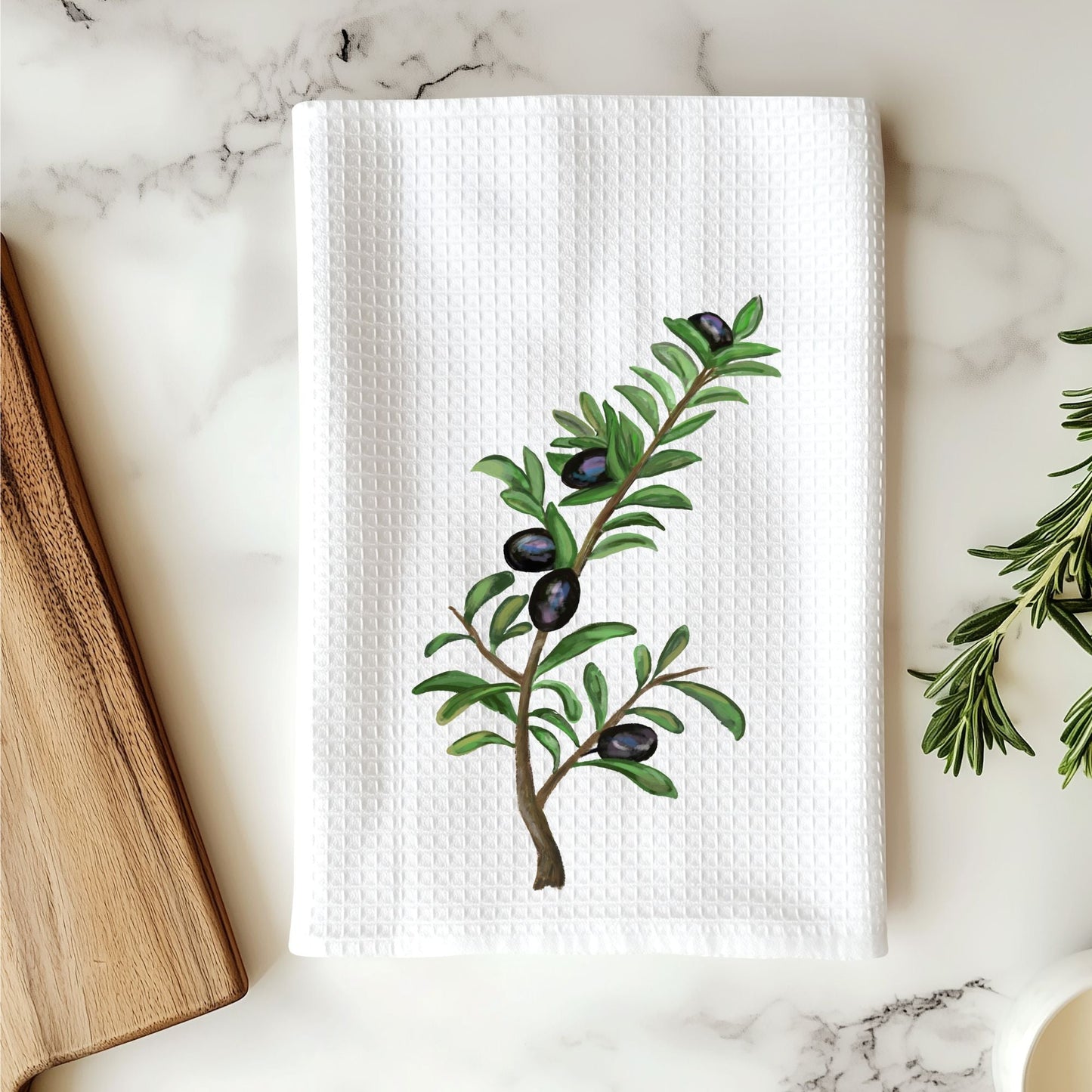 Olive Branch Kitchen Towel - MerikaArt