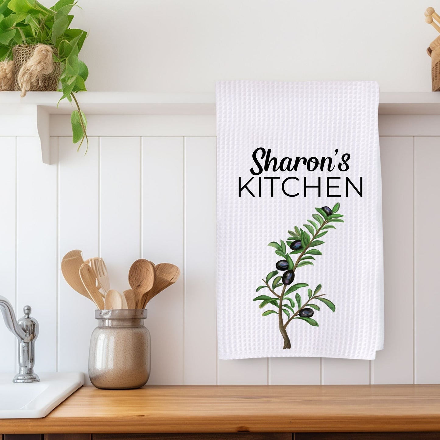 Olive Branch Kitchen Towel - MerikaArt