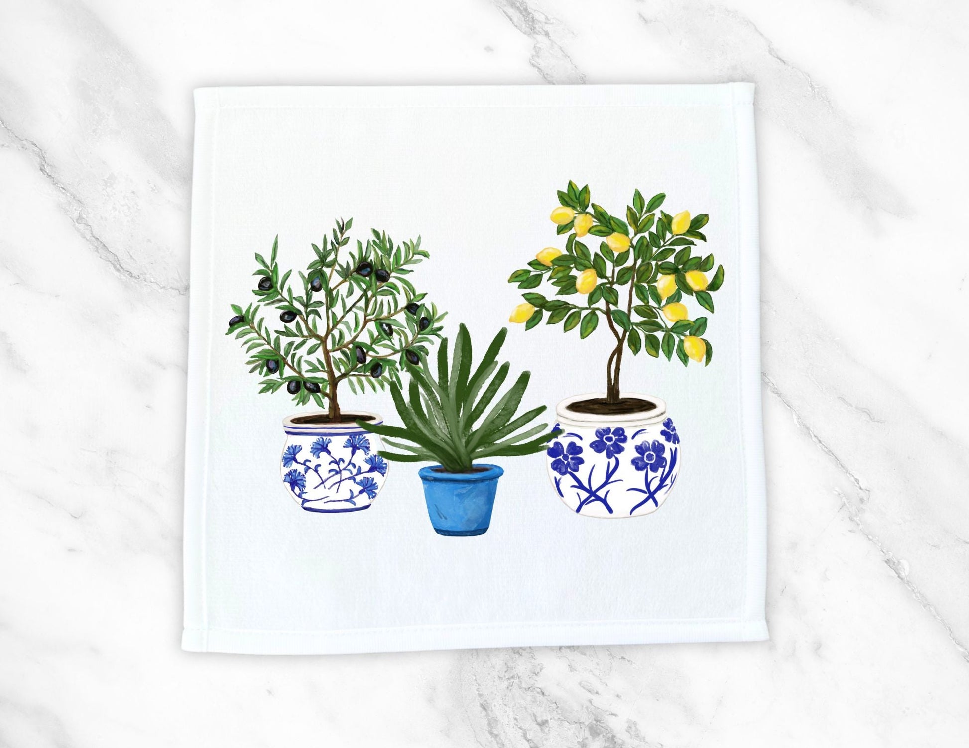 Olive Lemon Aloe Plant Washcloth - MerikaArt