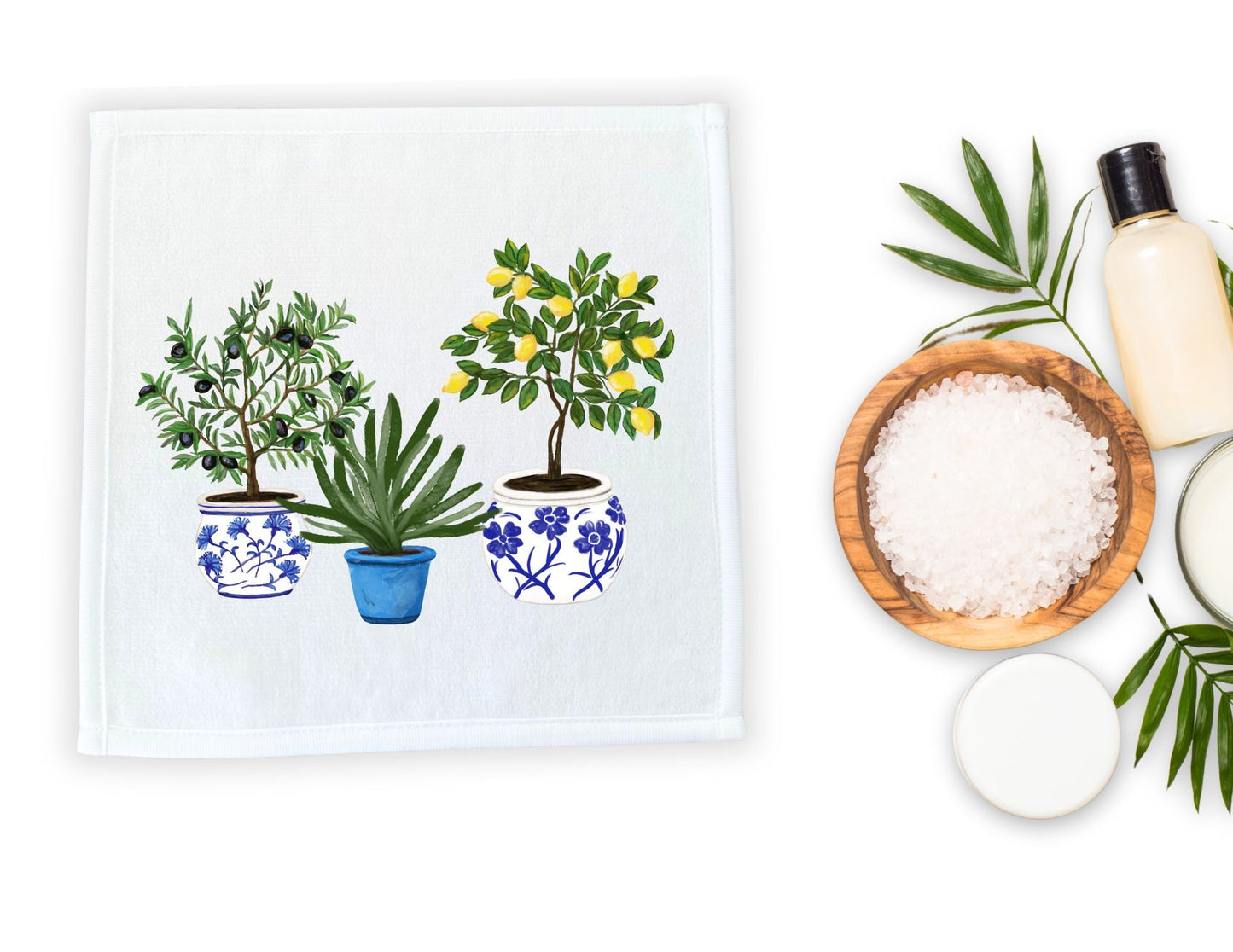Olive Lemon Aloe Plant Washcloth - MerikaArt