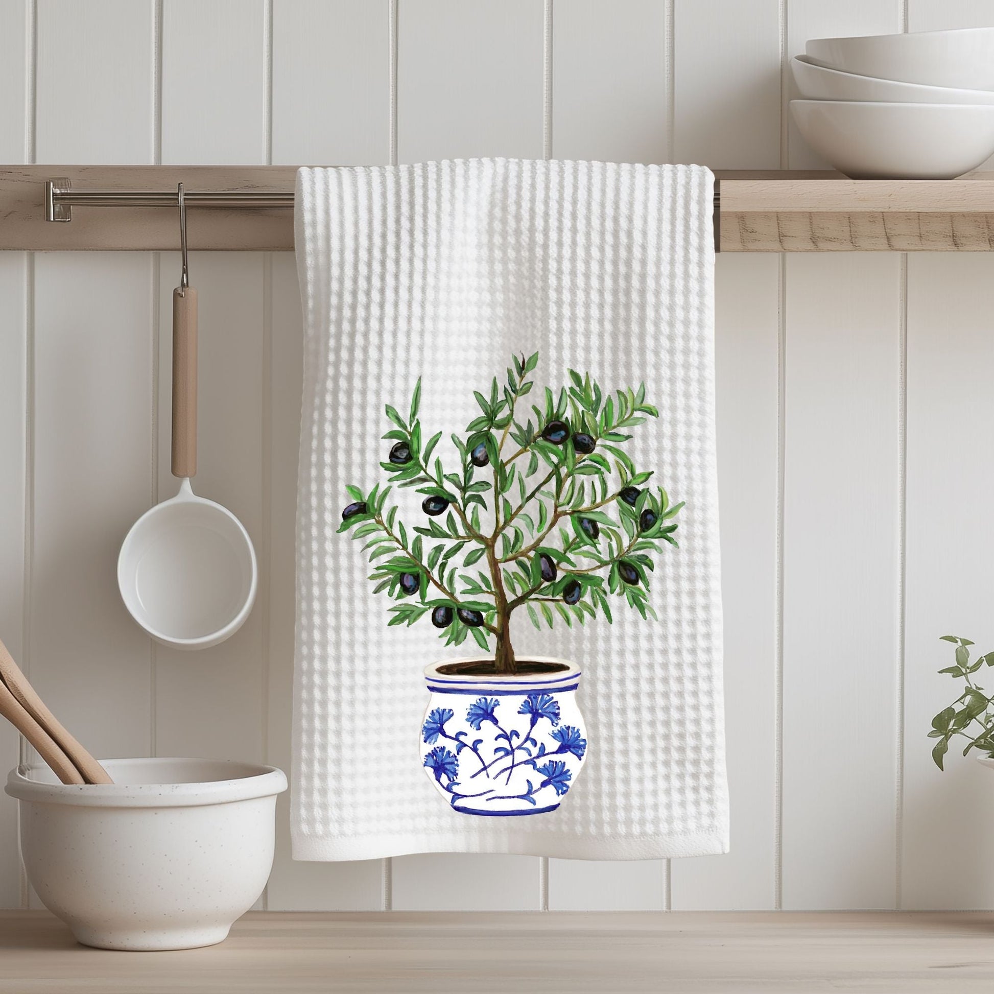 Olive Tree Kitchen Towel - MerikaArt