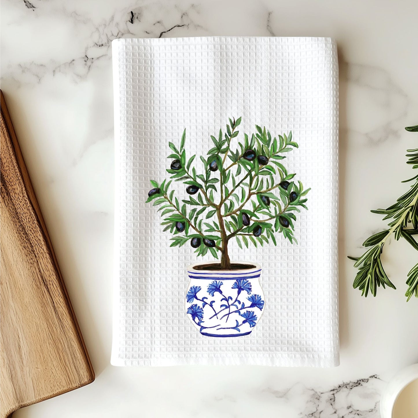 Olive Tree Kitchen Towel - MerikaArt