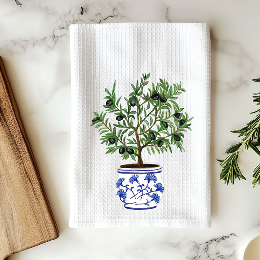 Olive Tree Kitchen Towel - MerikaArt