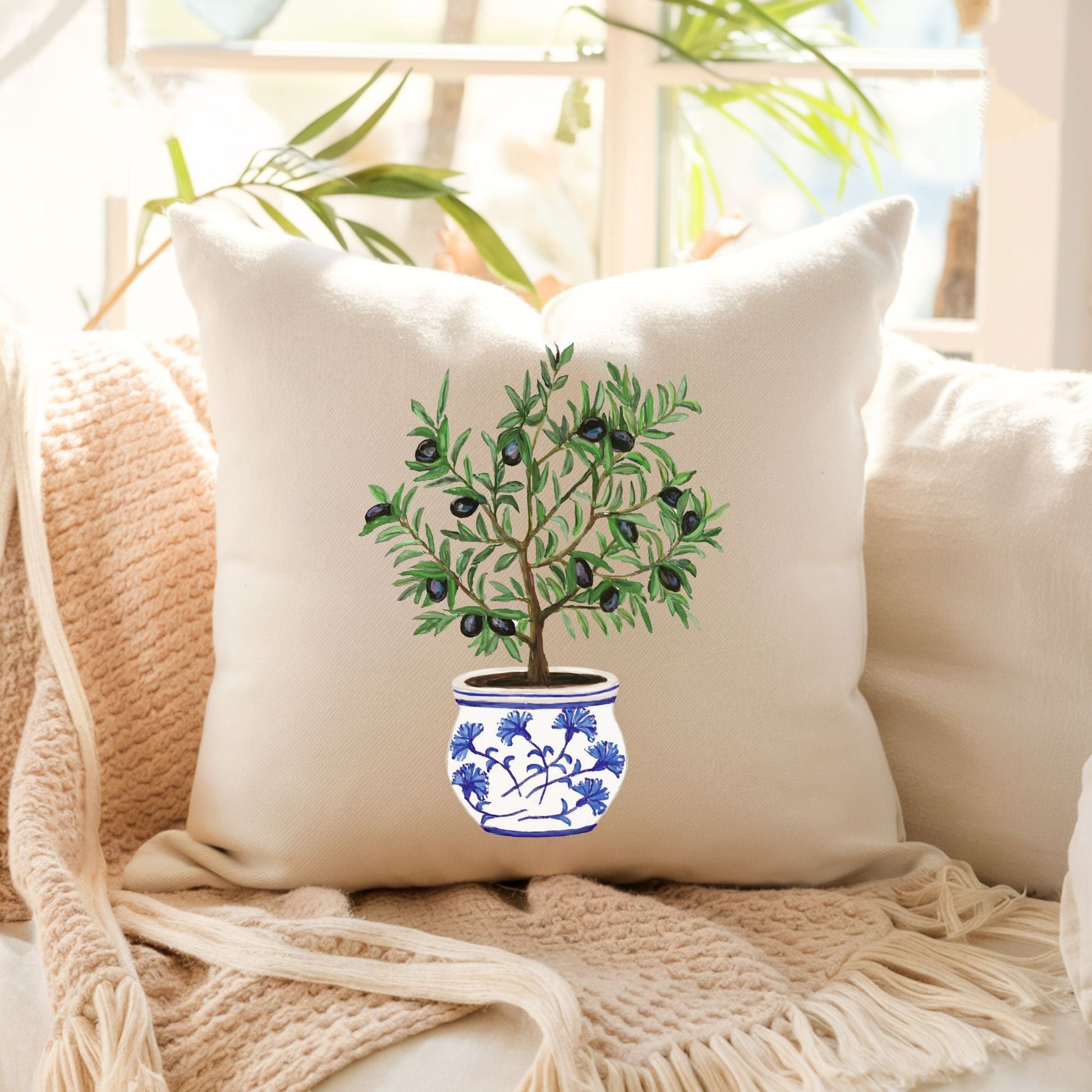 Olive Tree Pillow - MerikaArt