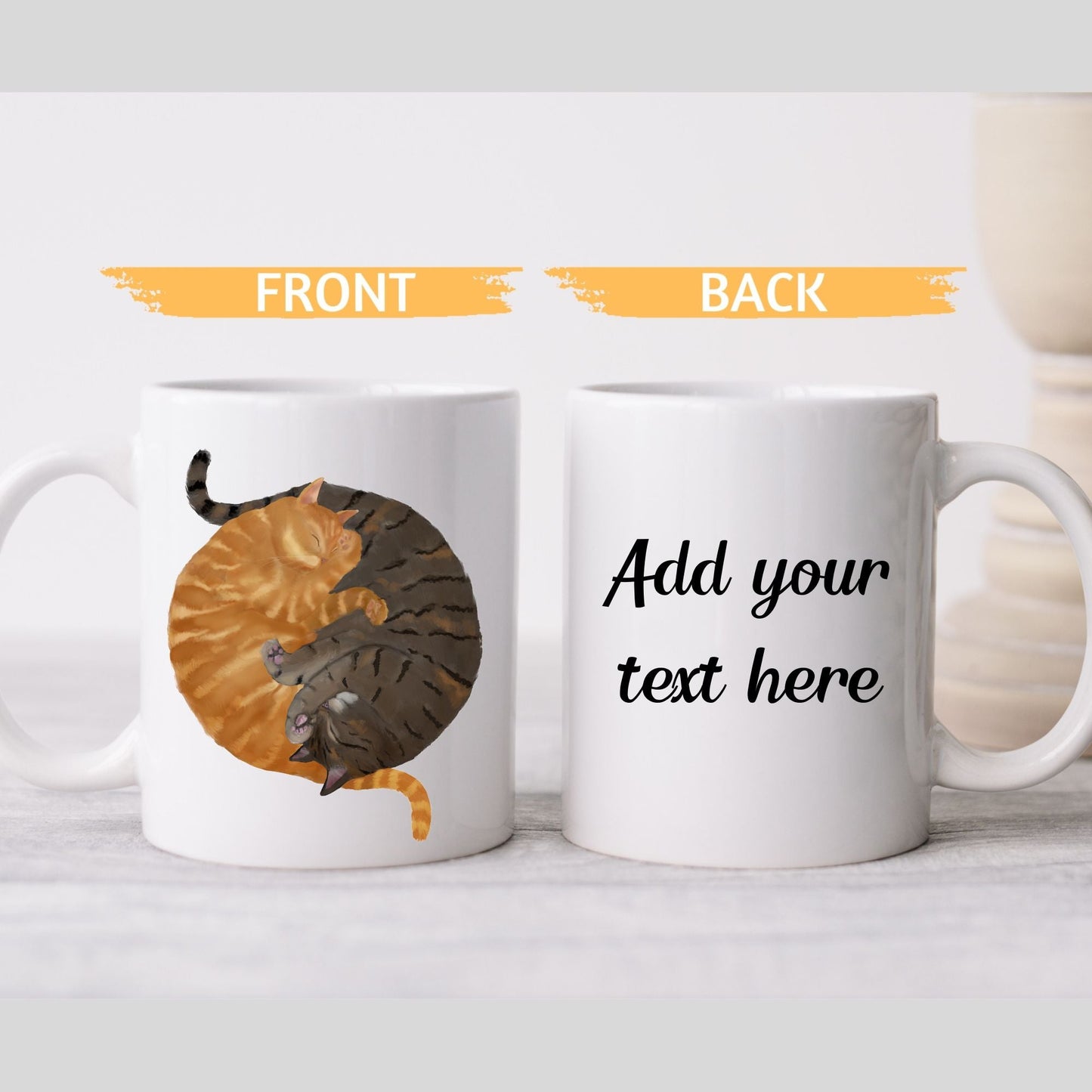Orange and Gray Tabby Sleeping Cats Mug - MerikaArt