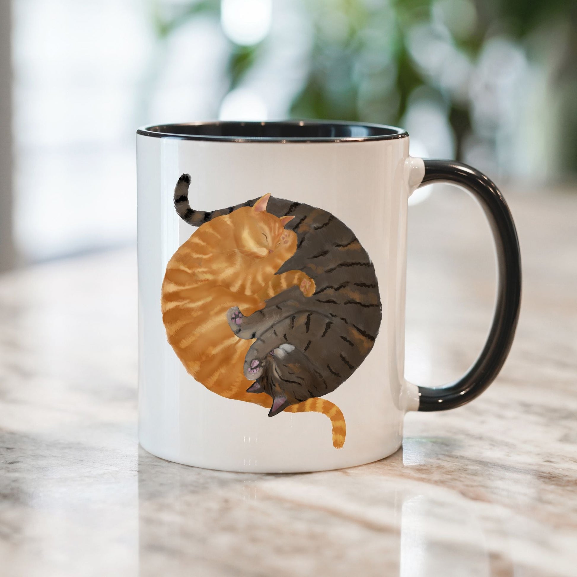 Orange and Gray Tabby Sleeping Cats Mug - MerikaArt