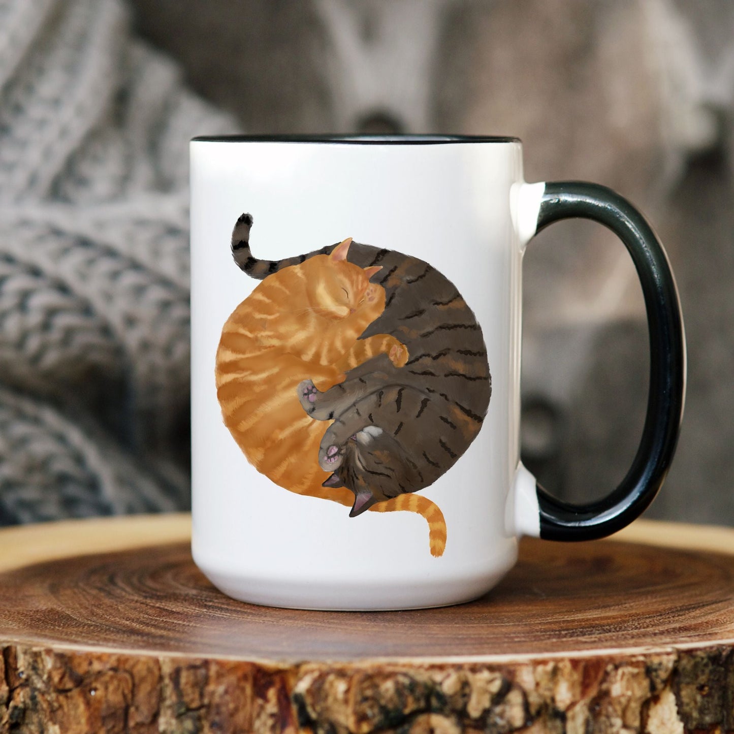 Orange and Gray Tabby Sleeping Cats Mug - MerikaArt