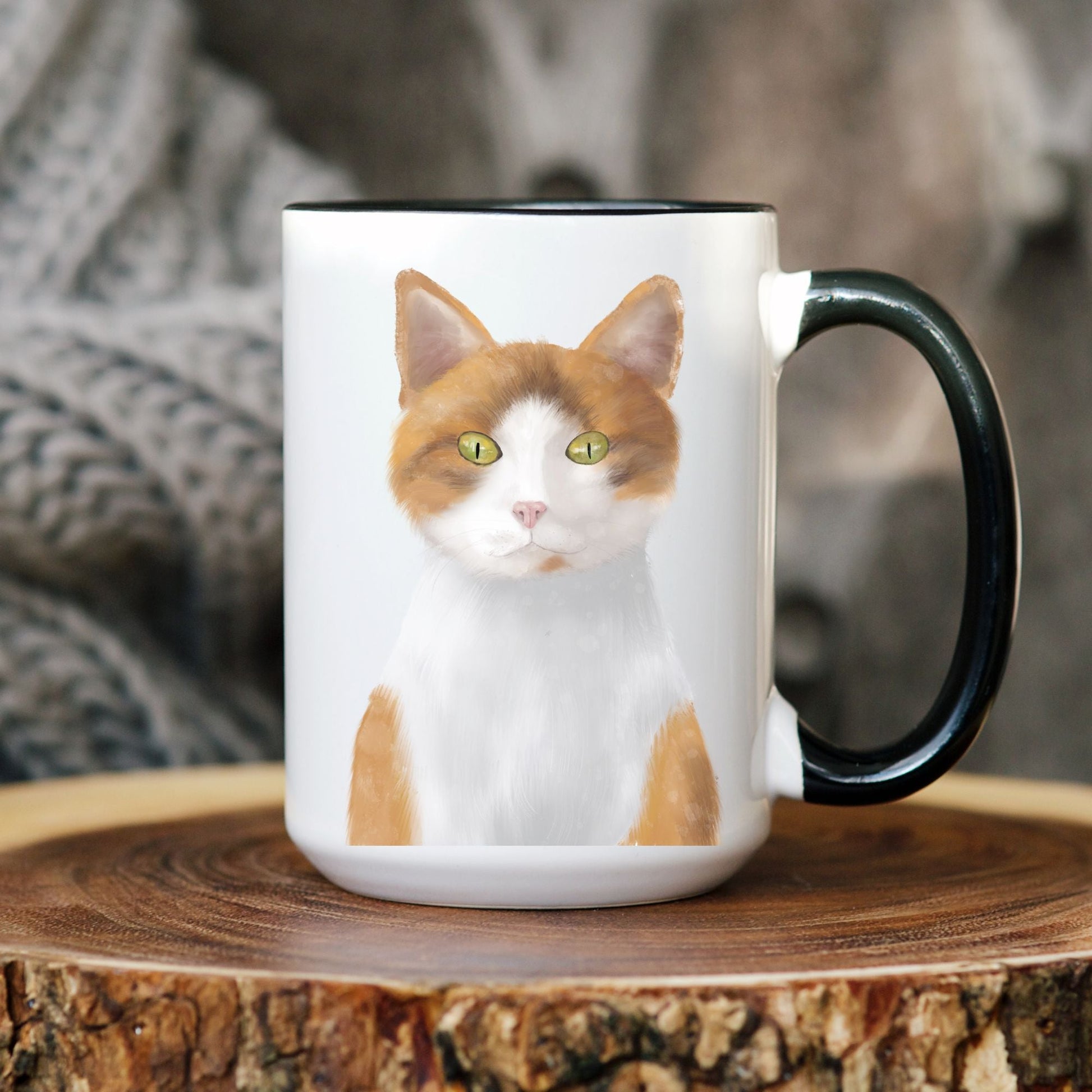 Orange and White Cat Mug - MerikaArt