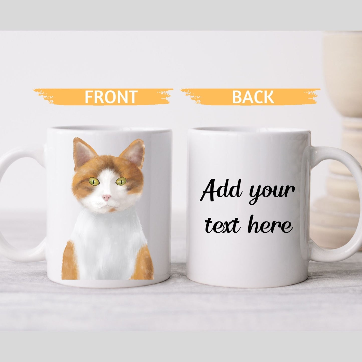 Orange and White Cat Mug - MerikaArt