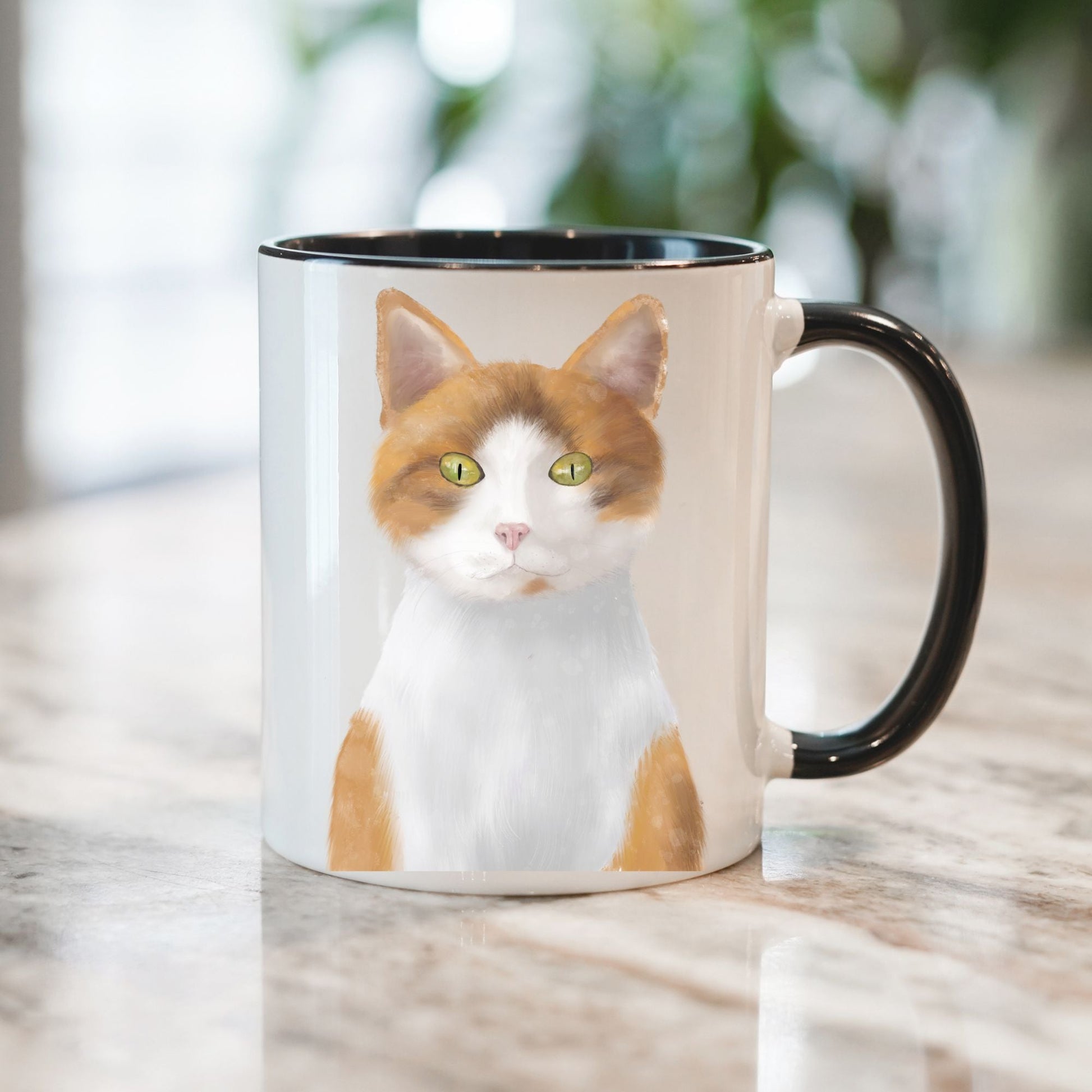 Orange and White Cat Mug - MerikaArt