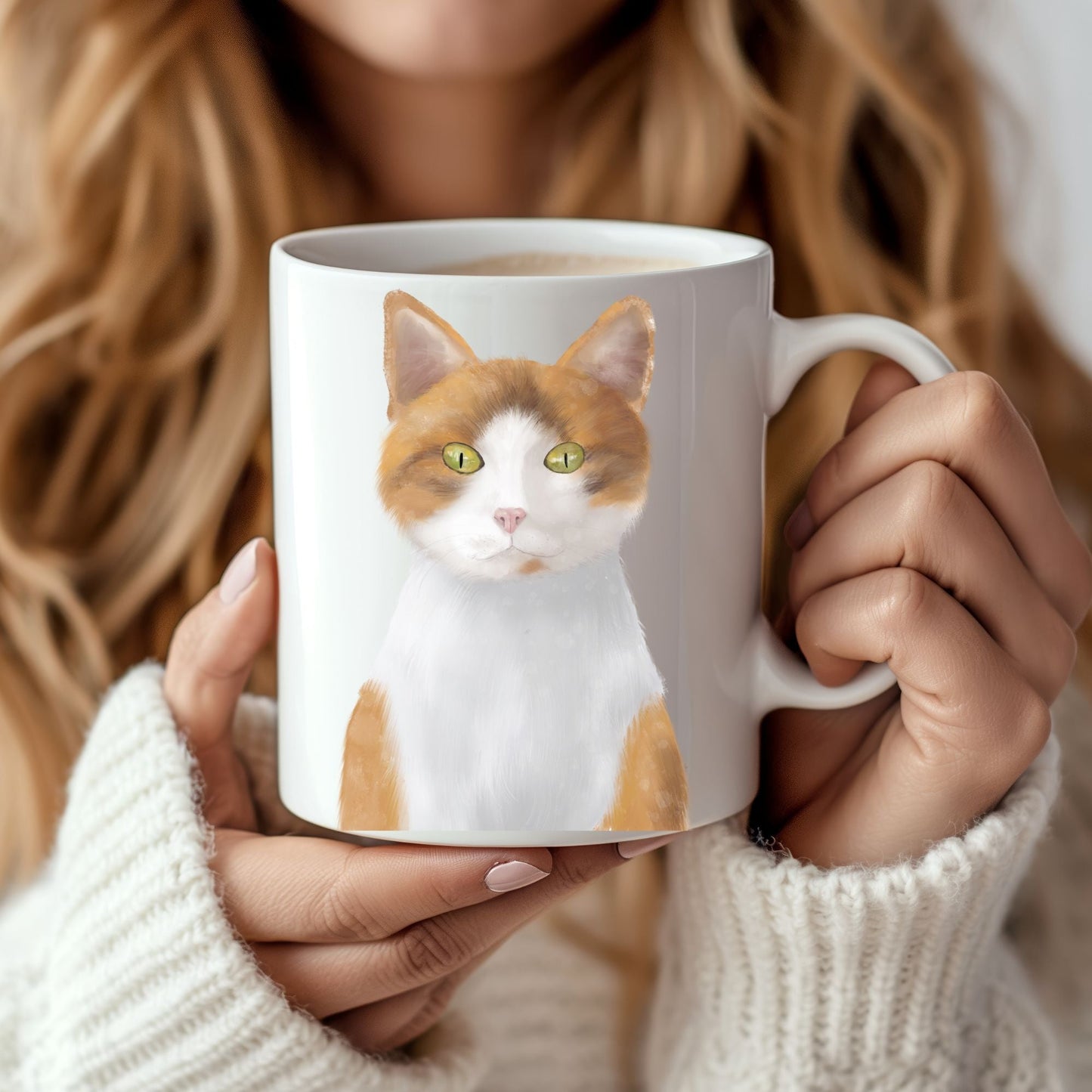 Orange and White Cat Mug - MerikaArt