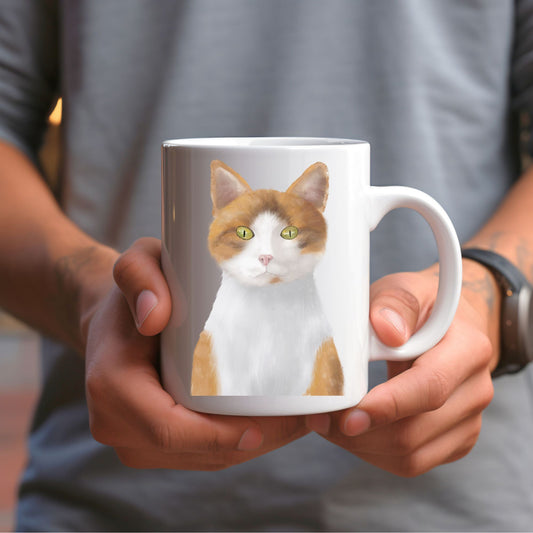 Orange and White Cat Mug - MerikaArt