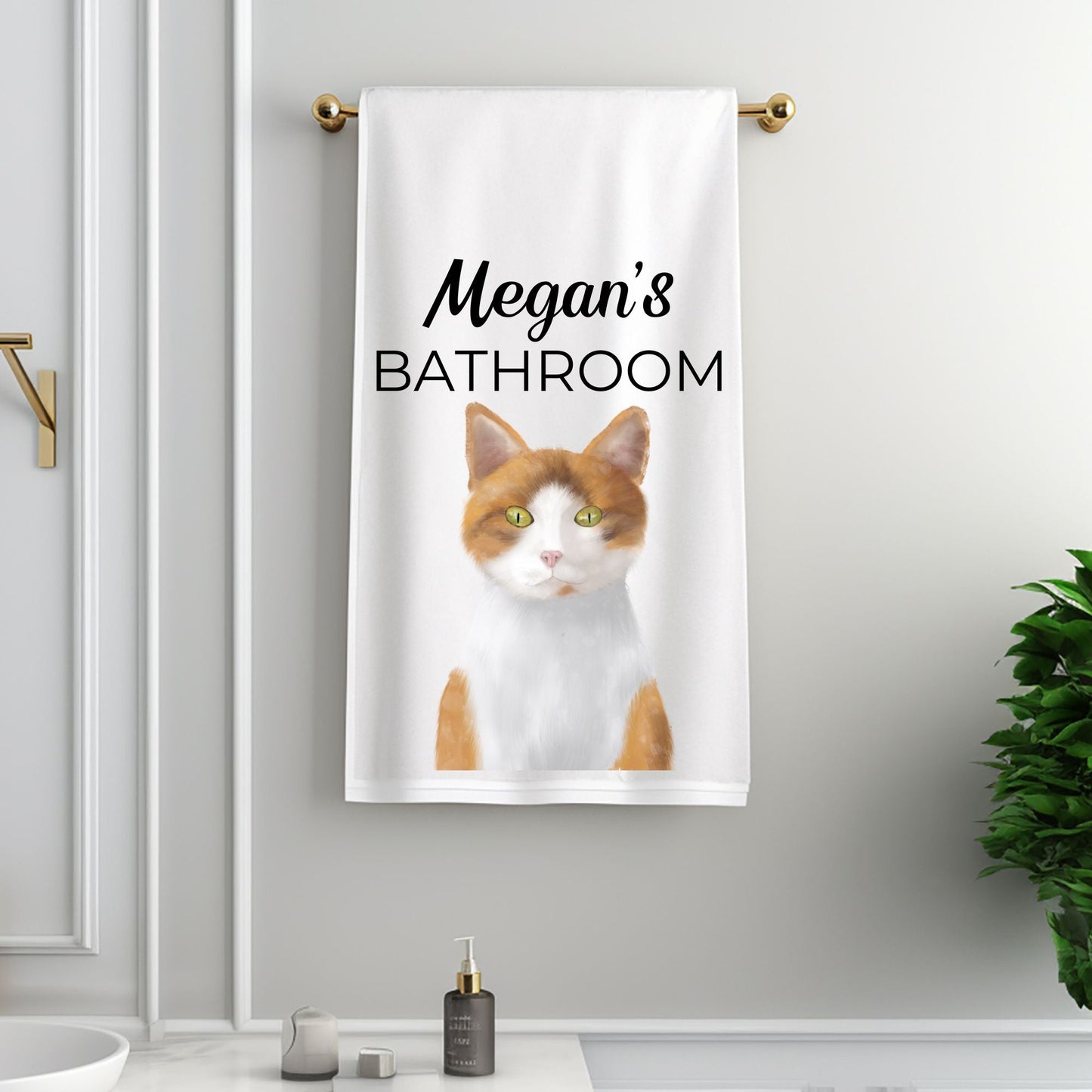 Orange and White Cat Towel - MerikaArt