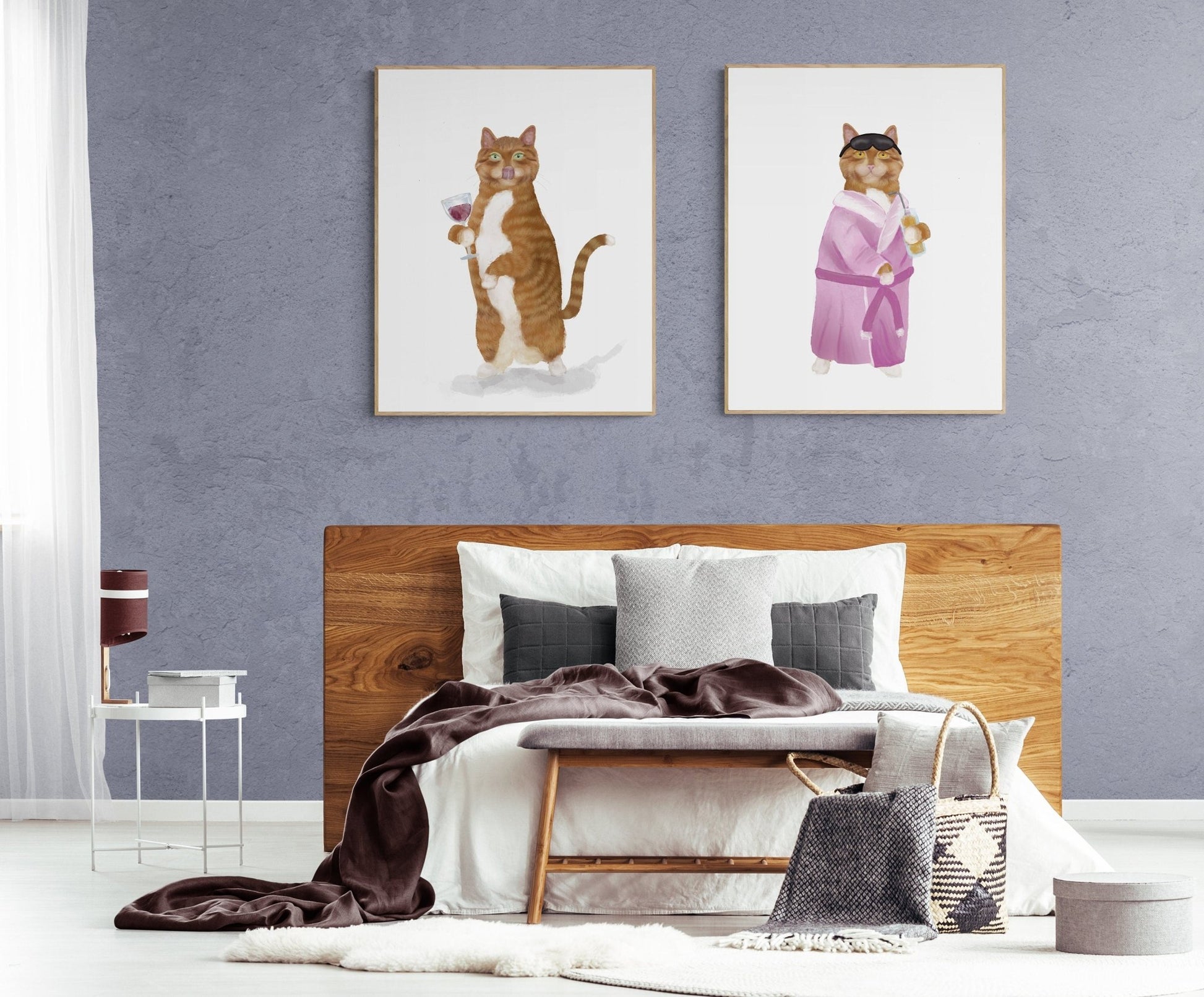 Orange and White Tabby Cat With Bathrobe Print - MerikaArt
