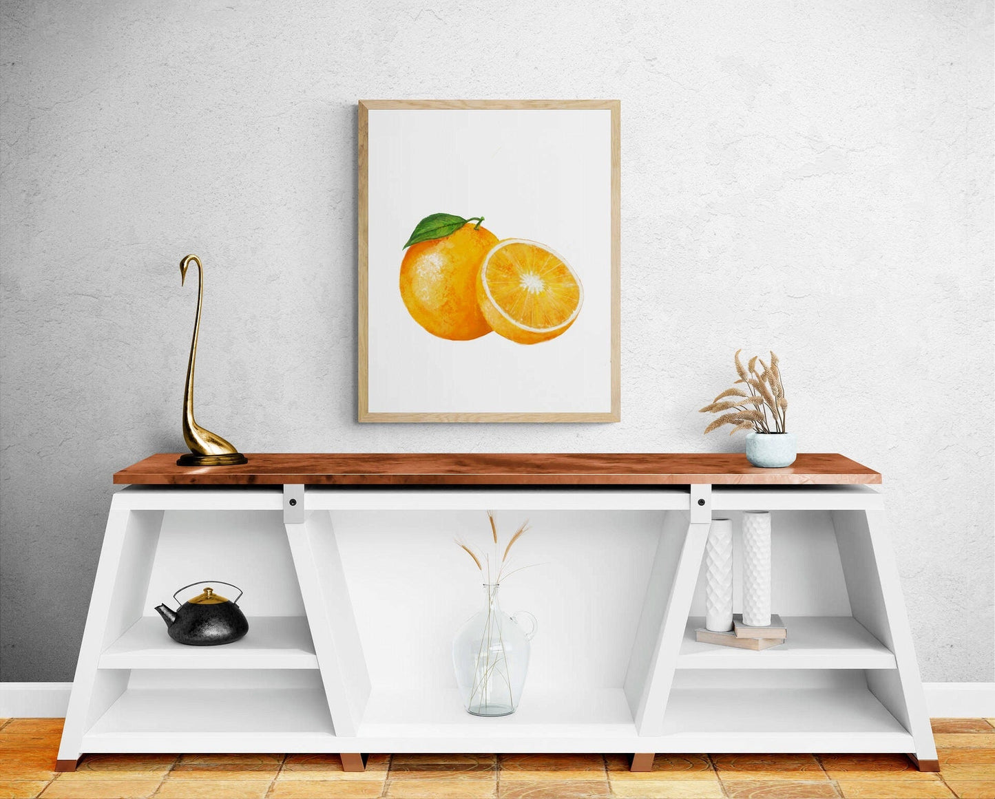 Orange Art Print, Fresh Orange Wall Art, Kitchen Wall Hanging, Dining Room Decor, Citrus Painting, Fruit Illustration, Farmhouse Wall Decor - MerikaArt