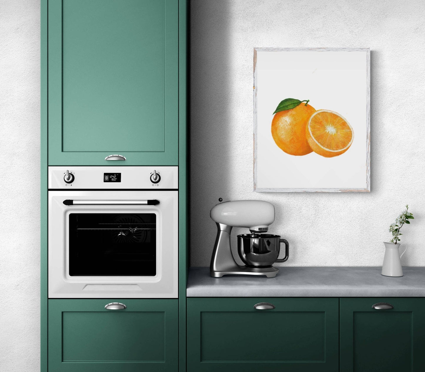 Orange Art Print, Fresh Orange Wall Art, Kitchen Wall Hanging, Dining Room Decor, Citrus Painting, Fruit Illustration, Farmhouse Wall Decor - MerikaArt