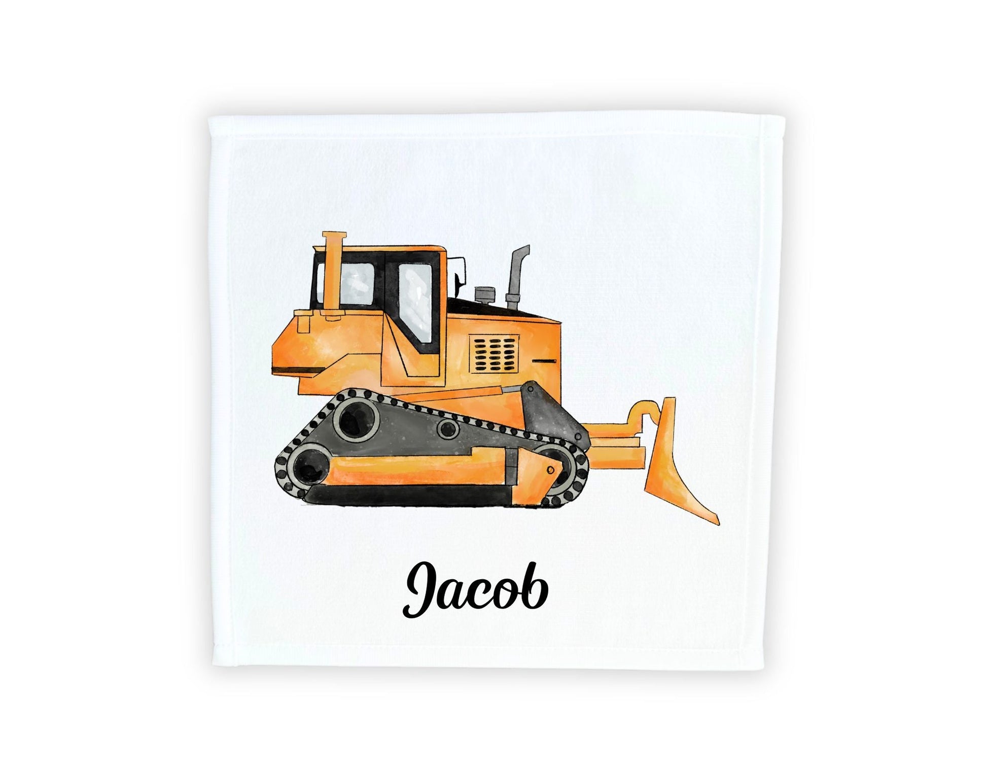Orange Bulldozer Washcloth - MerikaArt