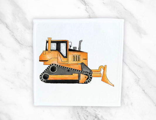 Orange Bulldozer Washcloth - MerikaArt