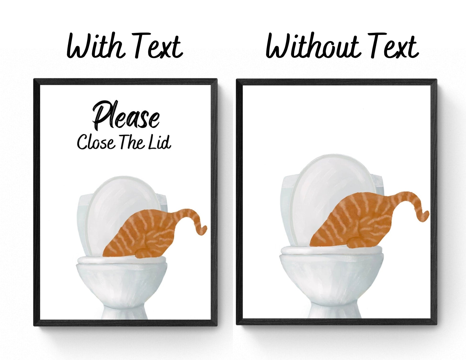 Orange Cat Drinking Water From Toilet Print - MerikaArt