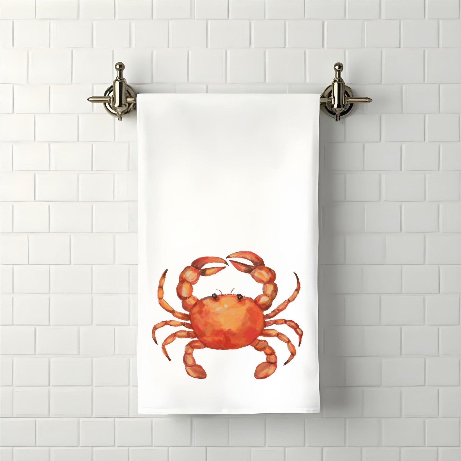 Orange Crab Bathroom Towel - MerikaArt