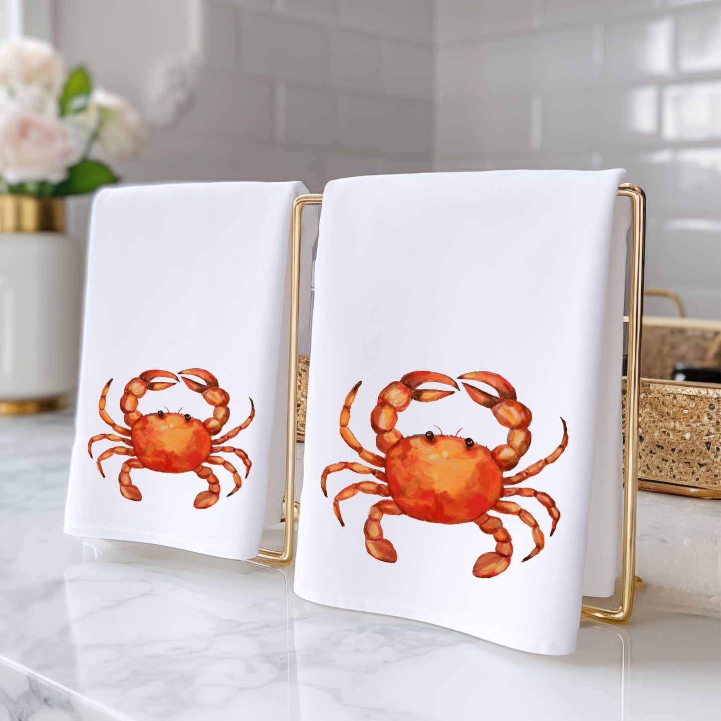 Orange Crab Bathroom Towel - MerikaArt