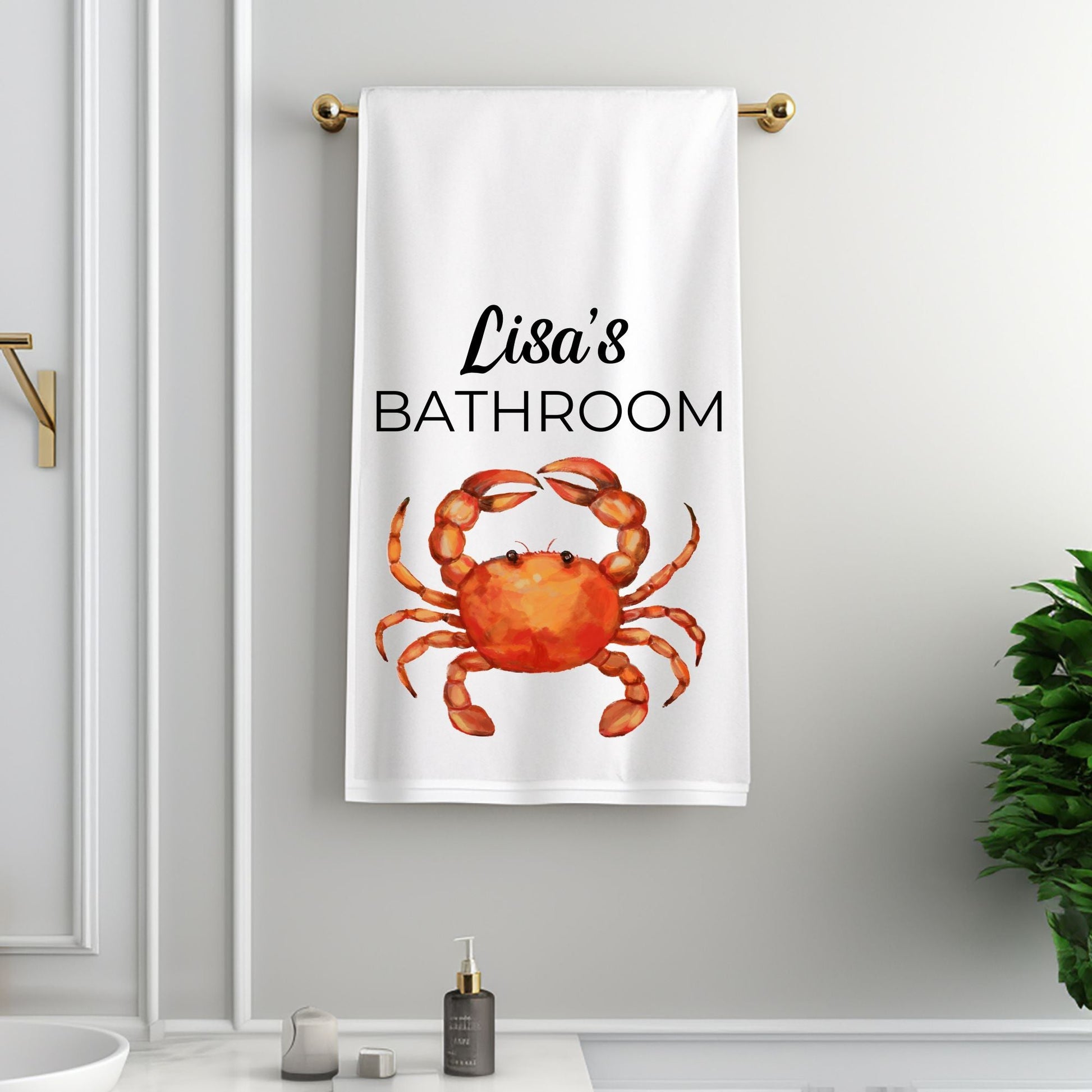 Orange Crab Bathroom Towel - MerikaArt