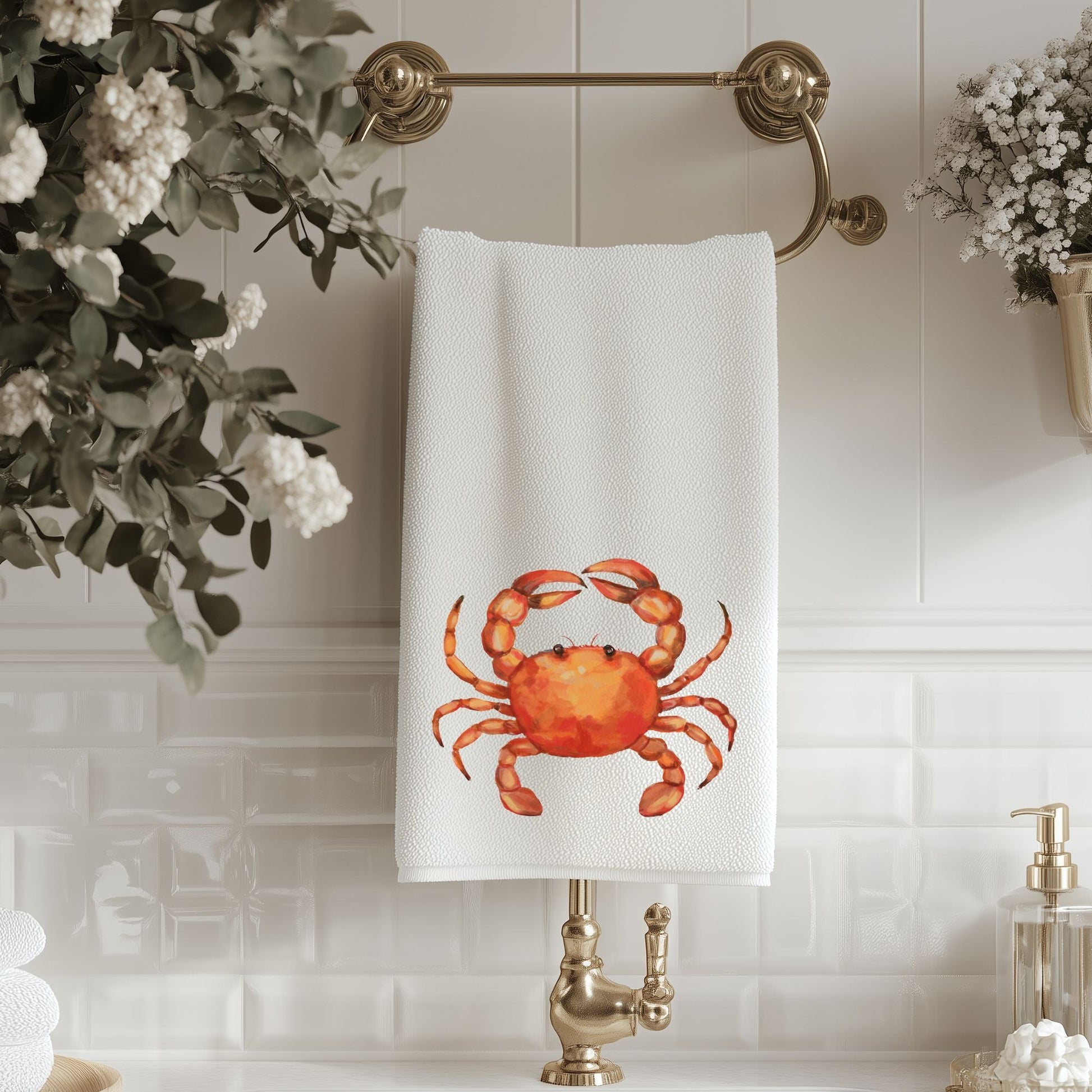 Orange Crab Bathroom Towel - MerikaArt