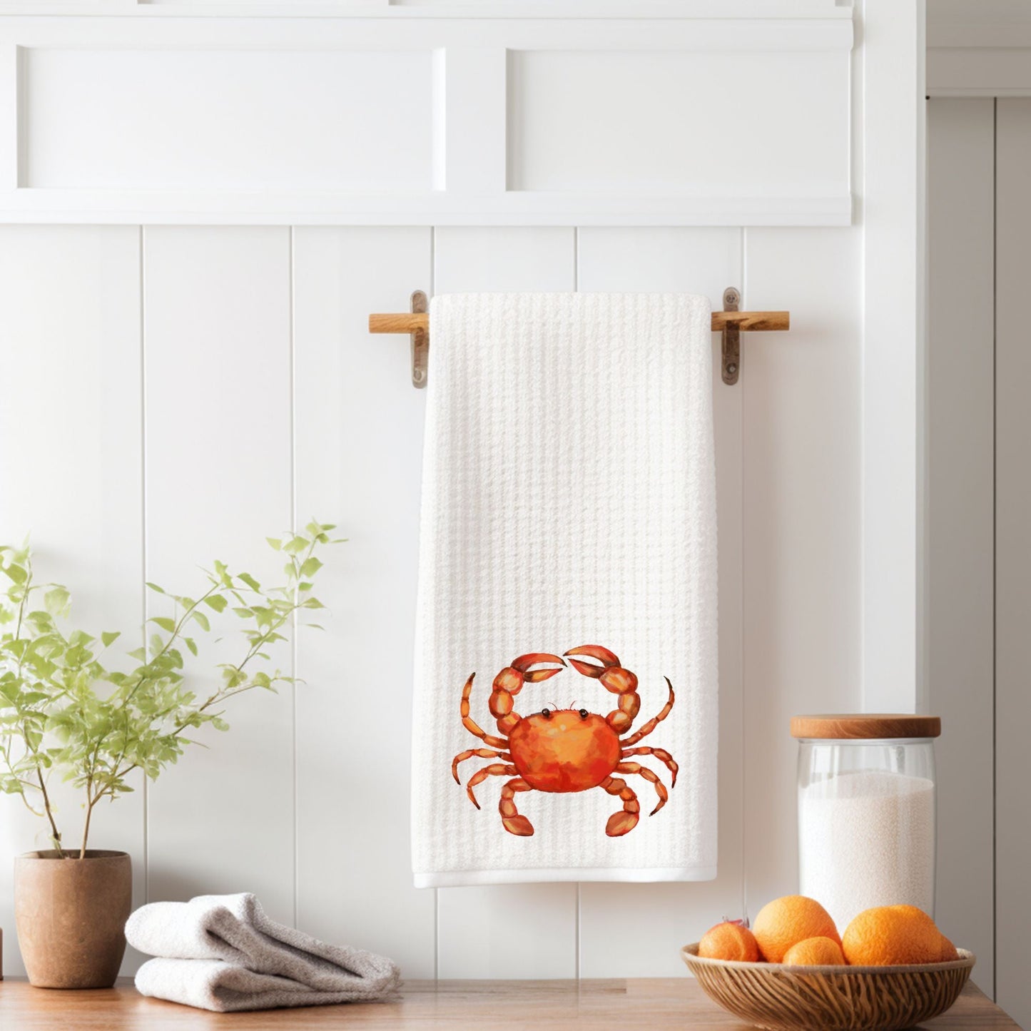 Orange Crab Kitchen Towel - MerikaArt
