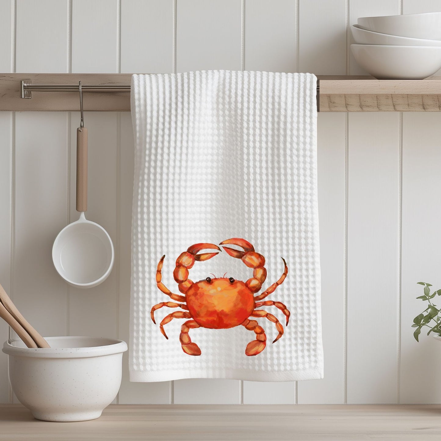 Orange Crab Kitchen Towel - MerikaArt