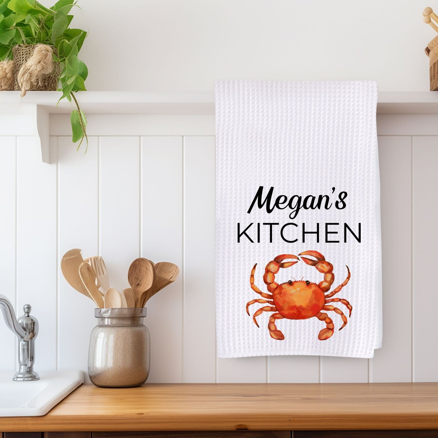 Orange Crab Kitchen Towel - MerikaArt