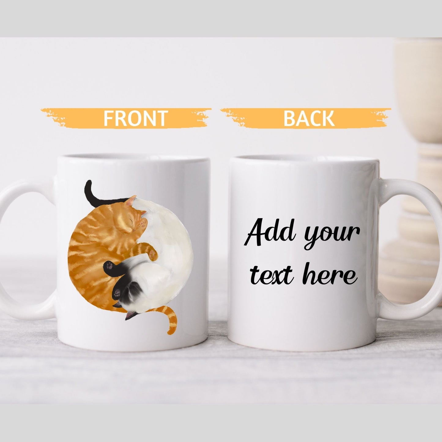 Orange Tabby and Siamese Sleeping Cats Mug - MerikaArt
