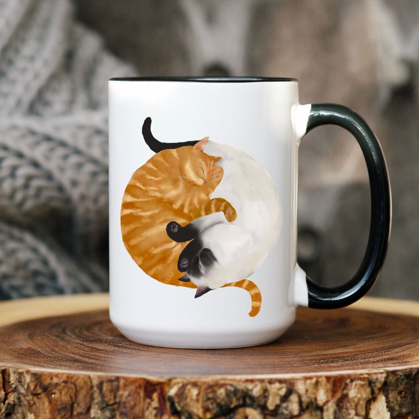 Orange Tabby and Siamese Sleeping Cats Mug - MerikaArt