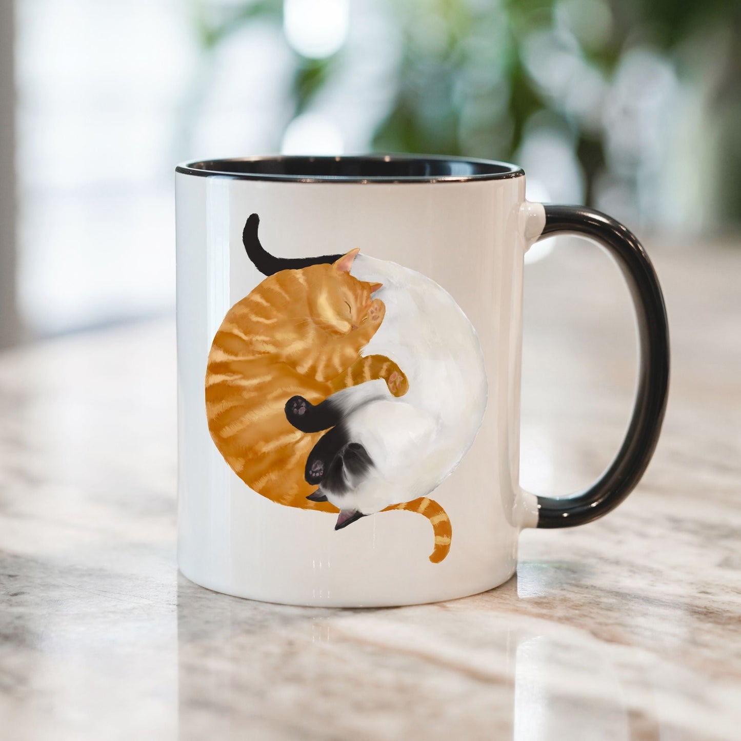 Orange Tabby and Siamese Sleeping Cats Mug - MerikaArt