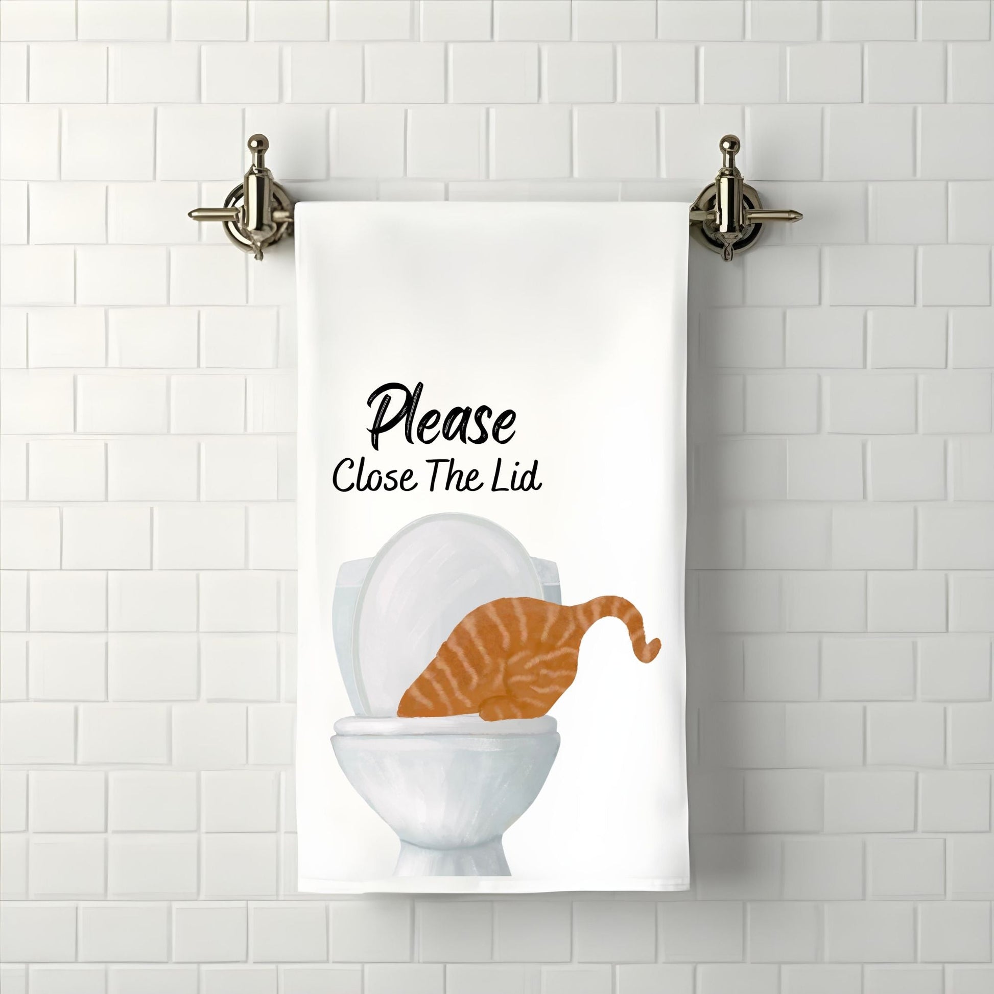 Orange Tabby Cat Bathroom Towel - MerikaArt