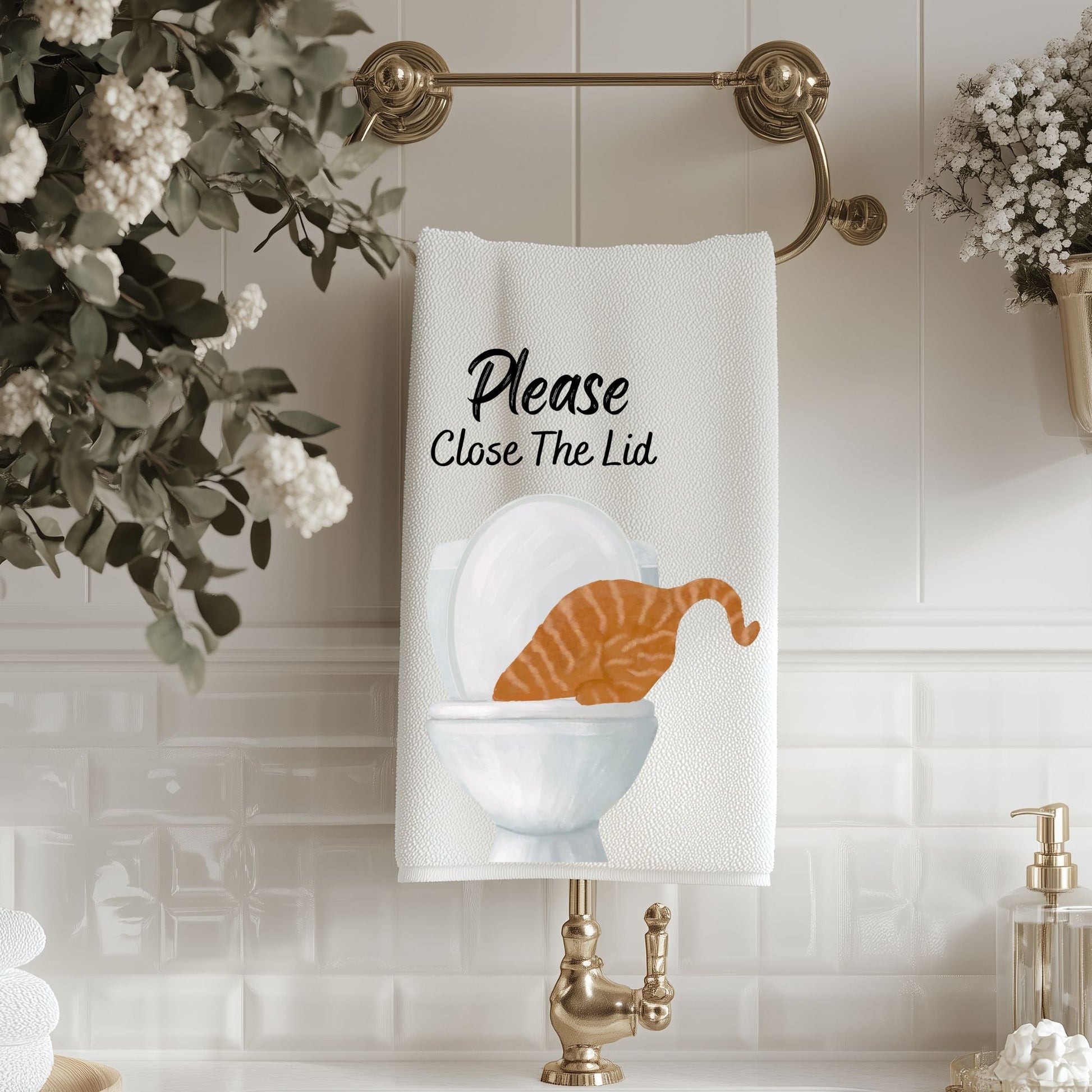 Orange Tabby Cat Bathroom Towel - MerikaArt