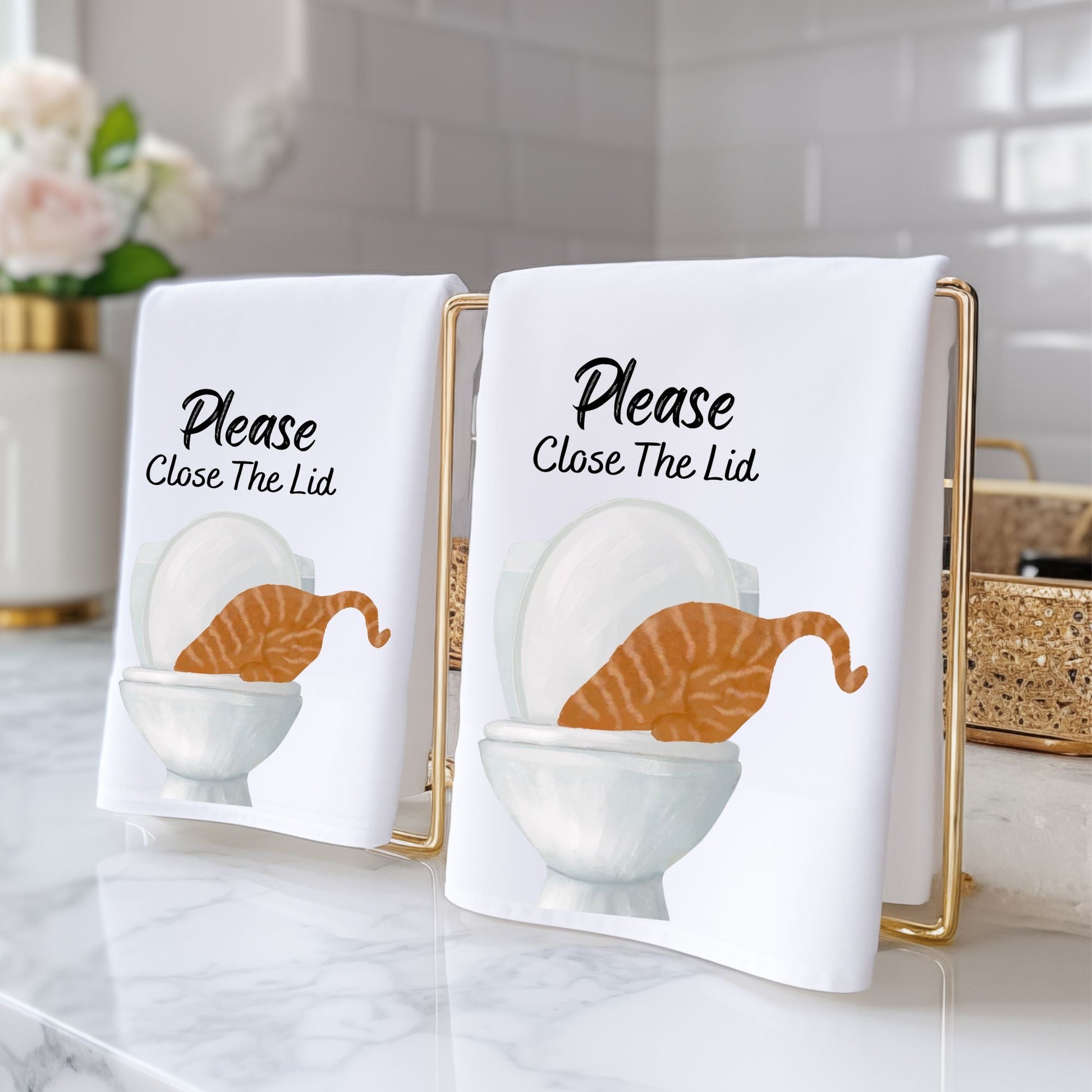 Orange Tabby Cat Bathroom Towel - MerikaArt