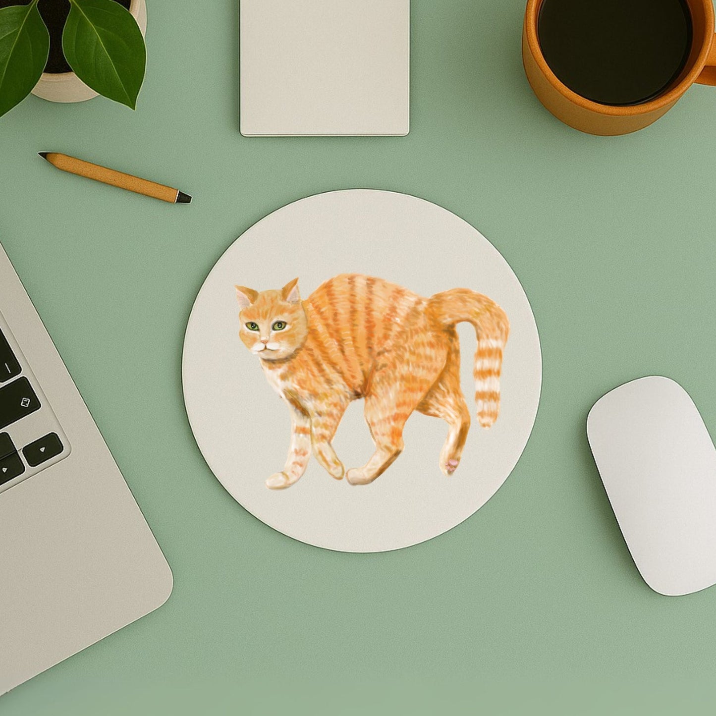 Orange Tabby Cat Mousepad - MerikaArt