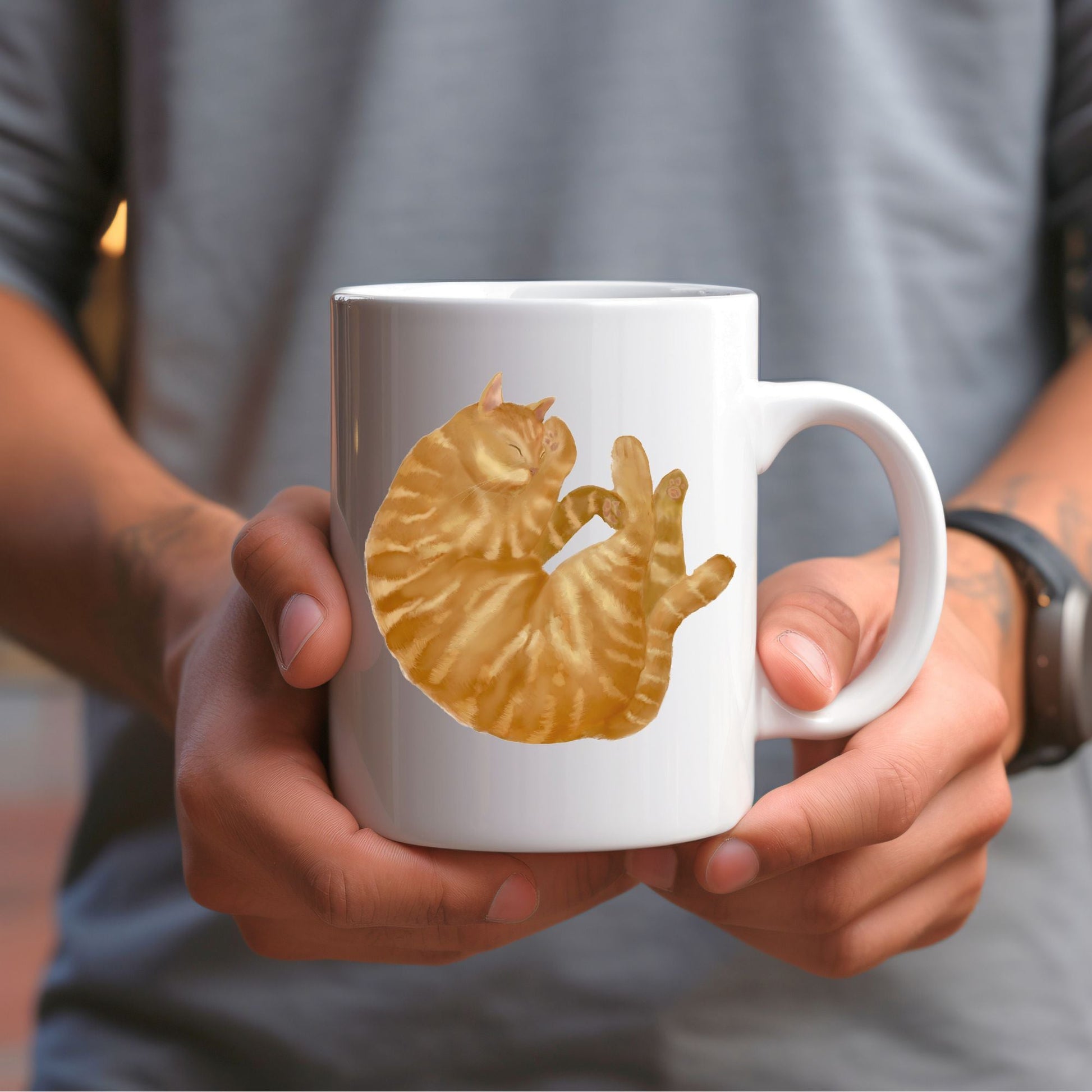 Orange Tabby Cat Mug - MerikaArt