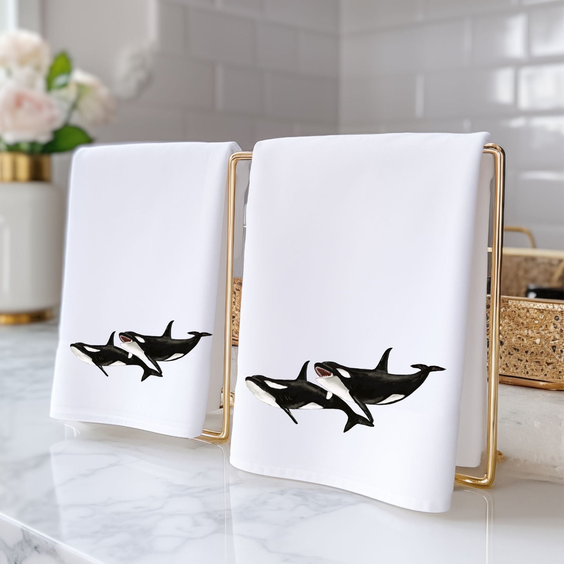 Orca Whale Bathroom Towel - MerikaArt