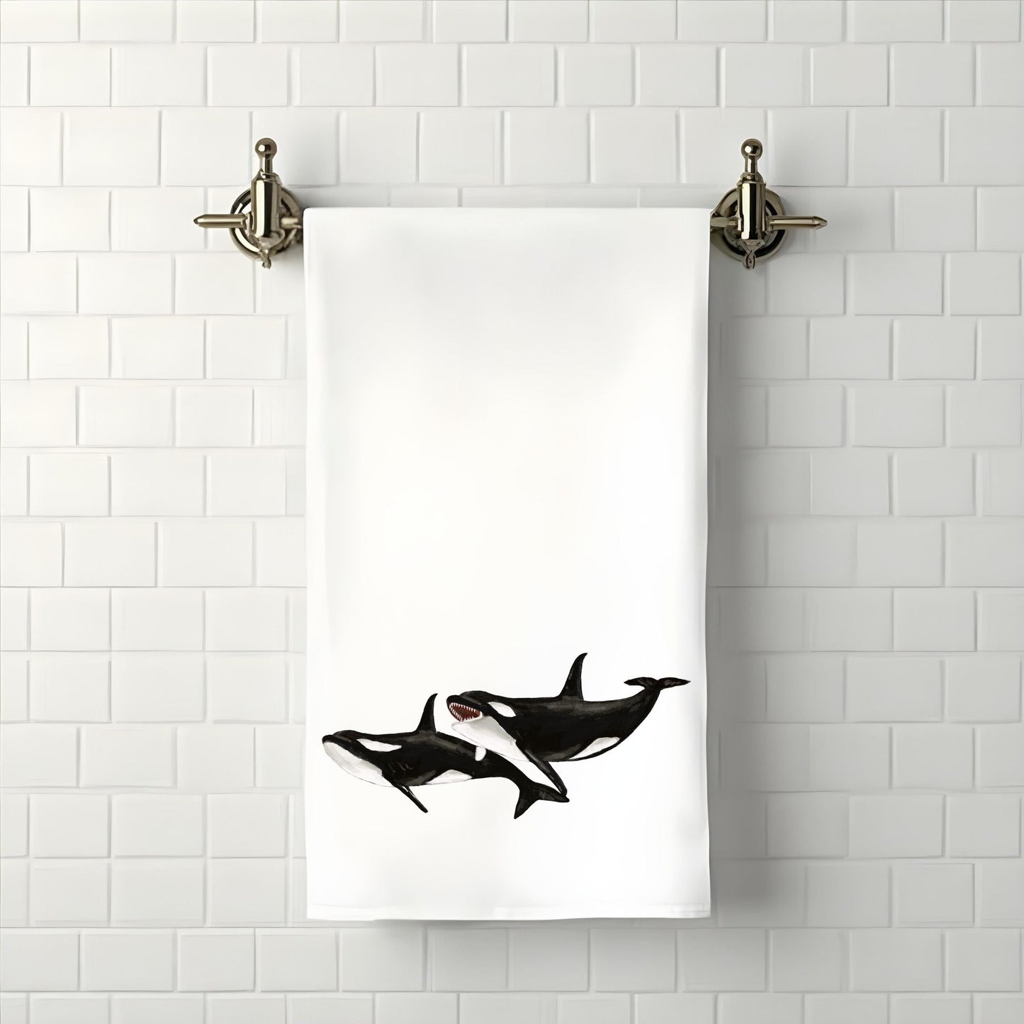 Orca Whale Bathroom Towel - MerikaArt