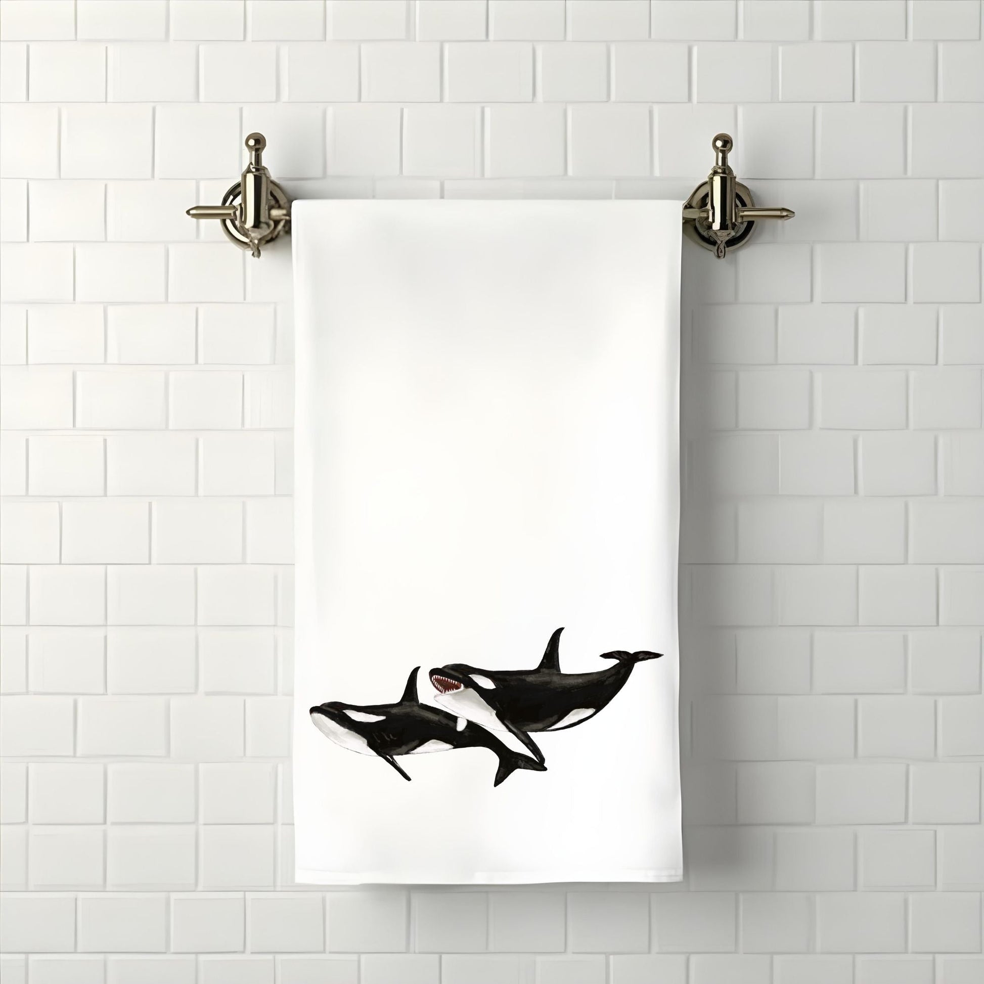 Orca Whale Bathroom Towel - MerikaArt