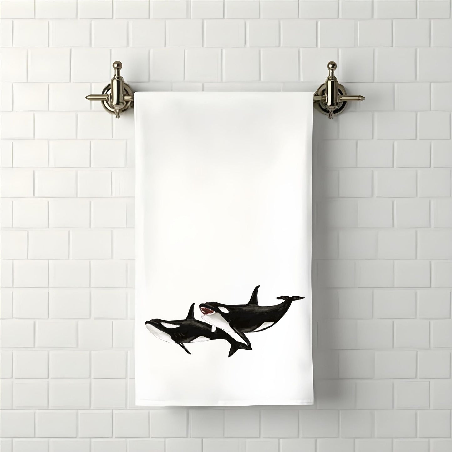 Orca Whale Bathroom Towel - MerikaArt