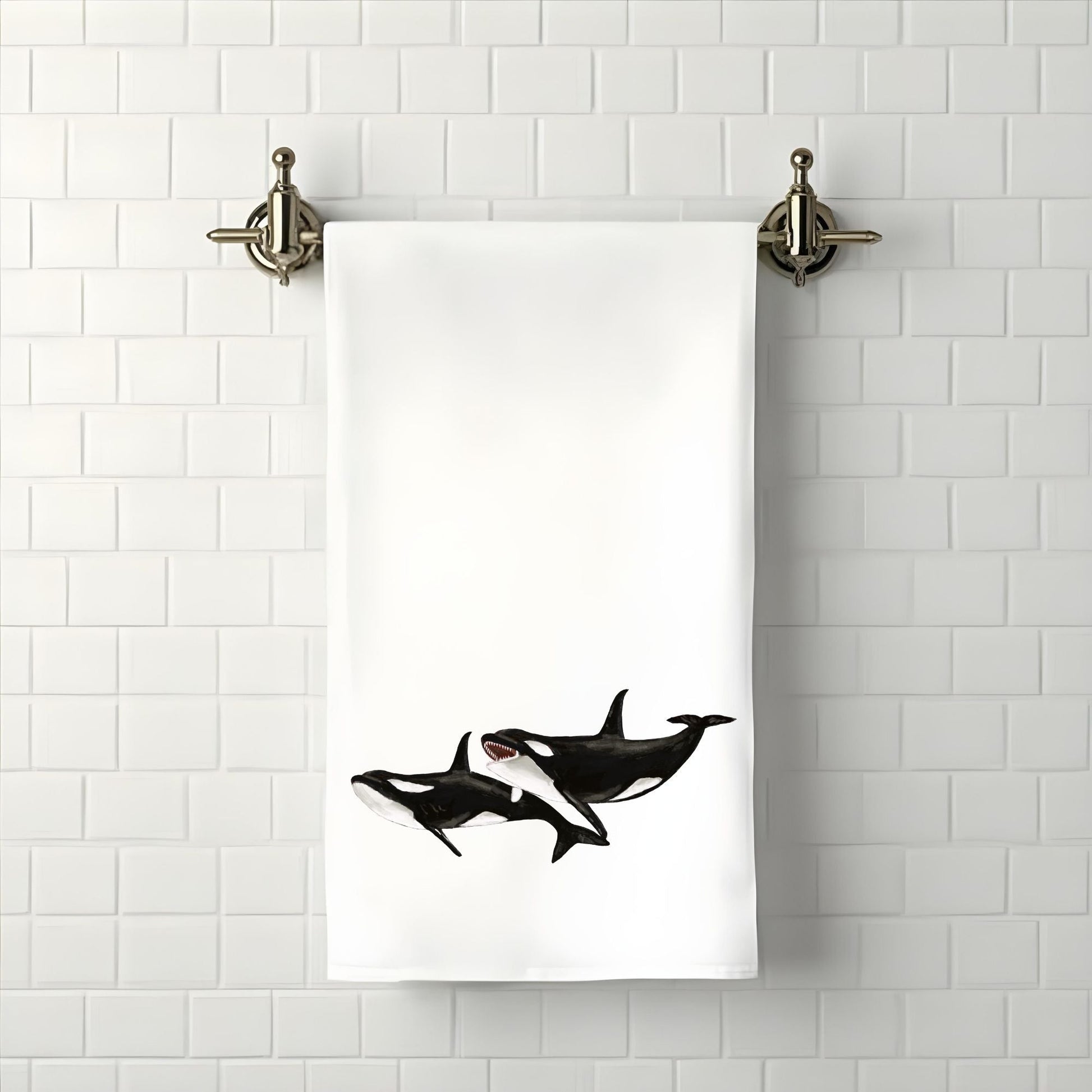 Orca Whale Bathroom Towel - MerikaArt