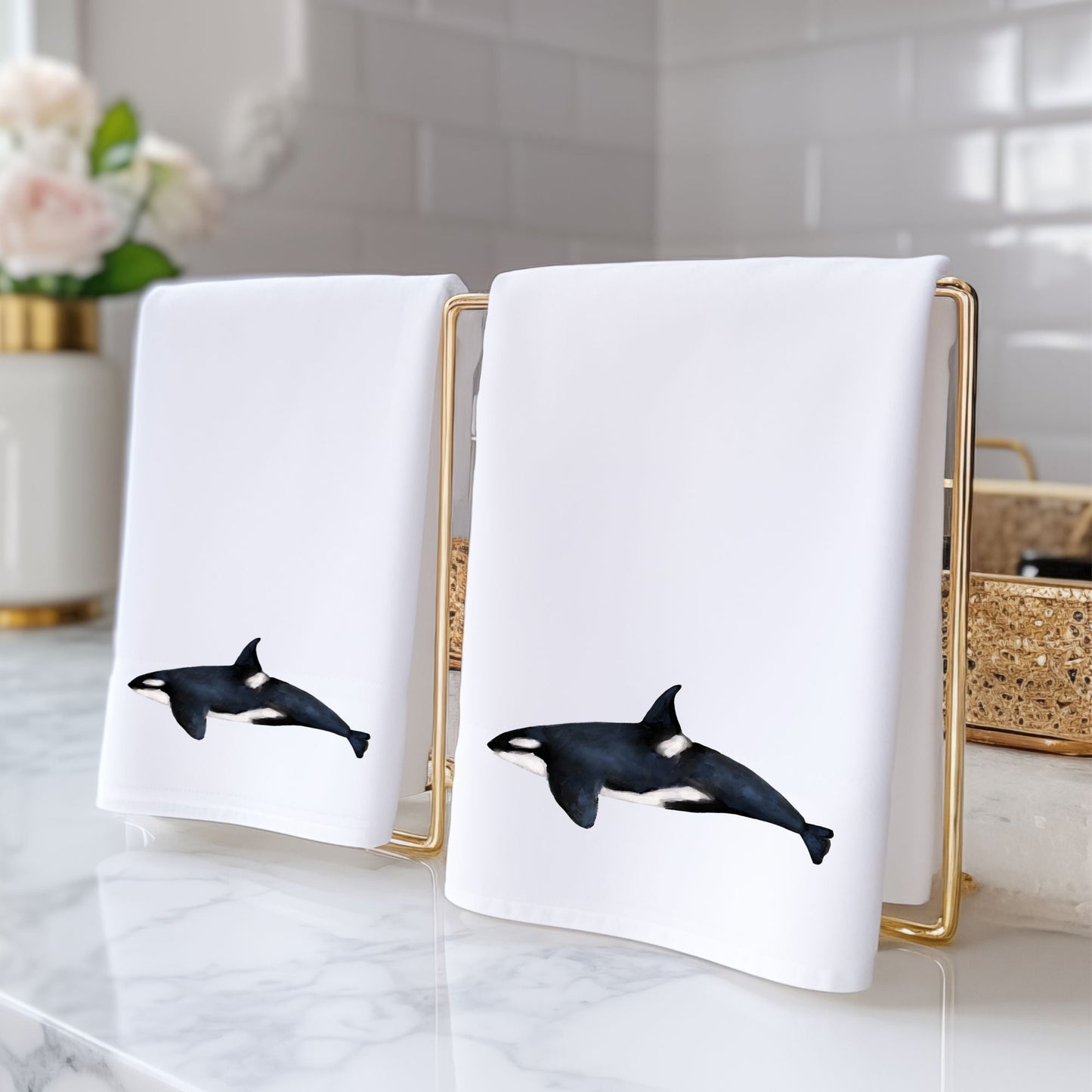 Orca Whale Bathroom Towel - MerikaArt