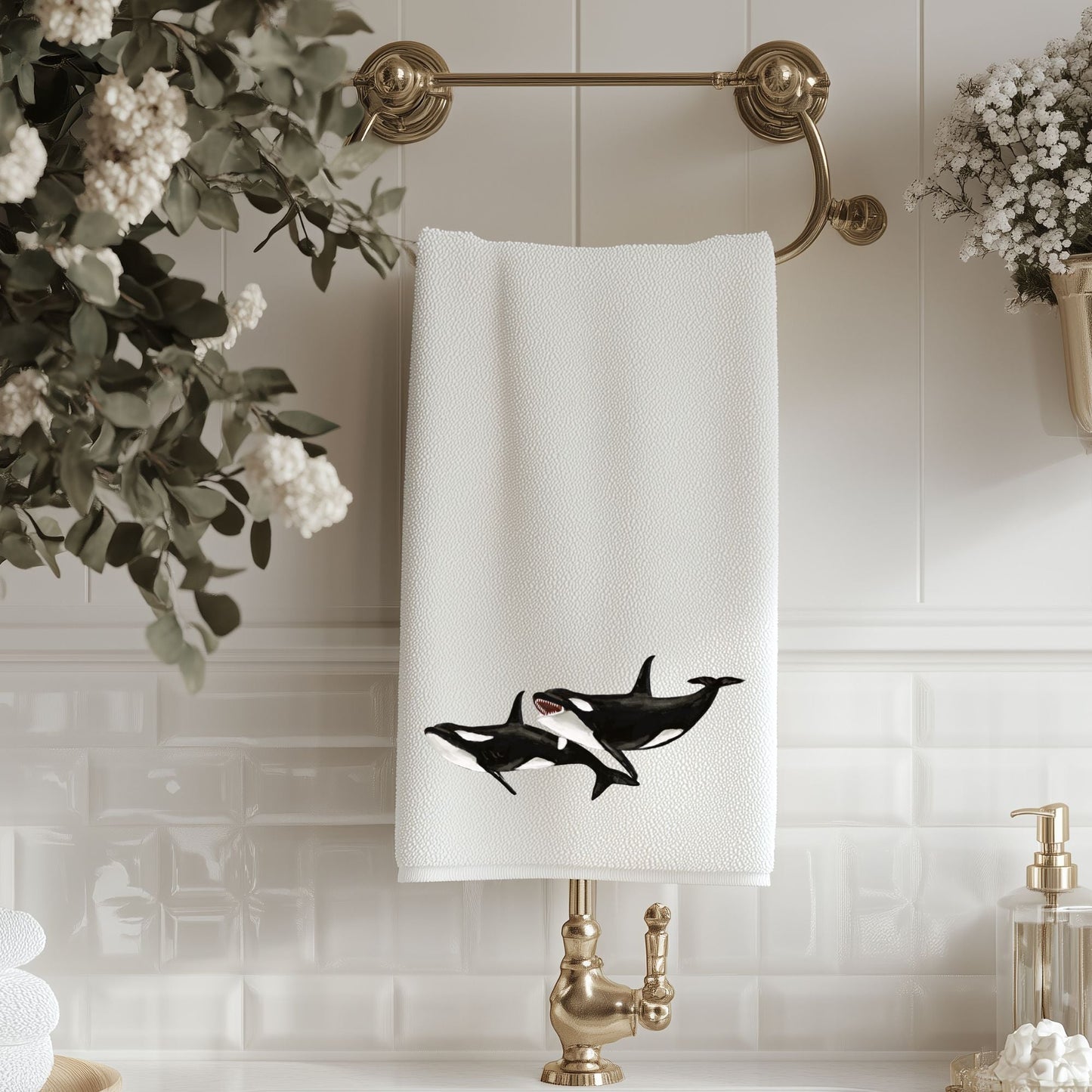 Orca Whale Bathroom Towel - MerikaArt