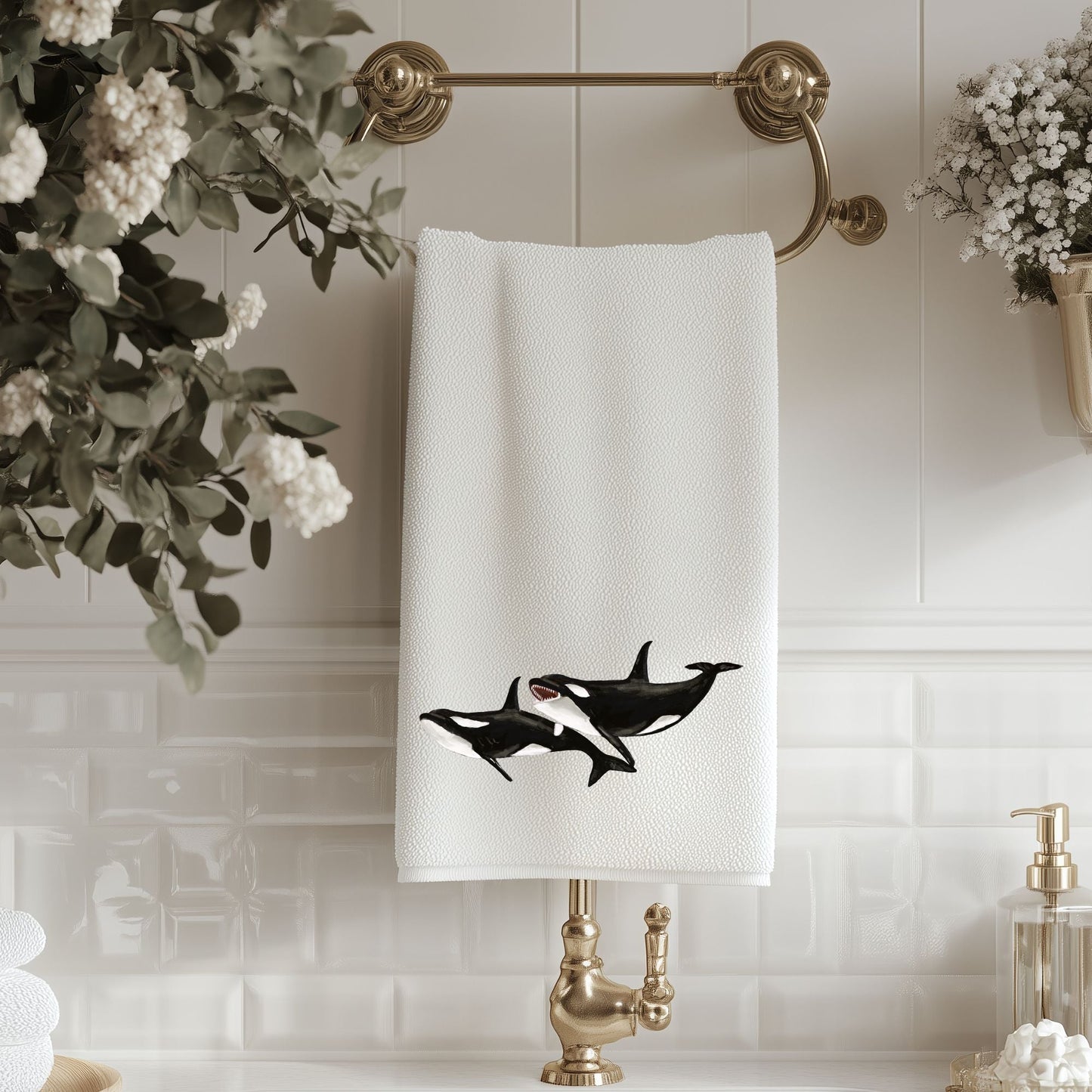 Orca Whale Bathroom Towel - MerikaArt